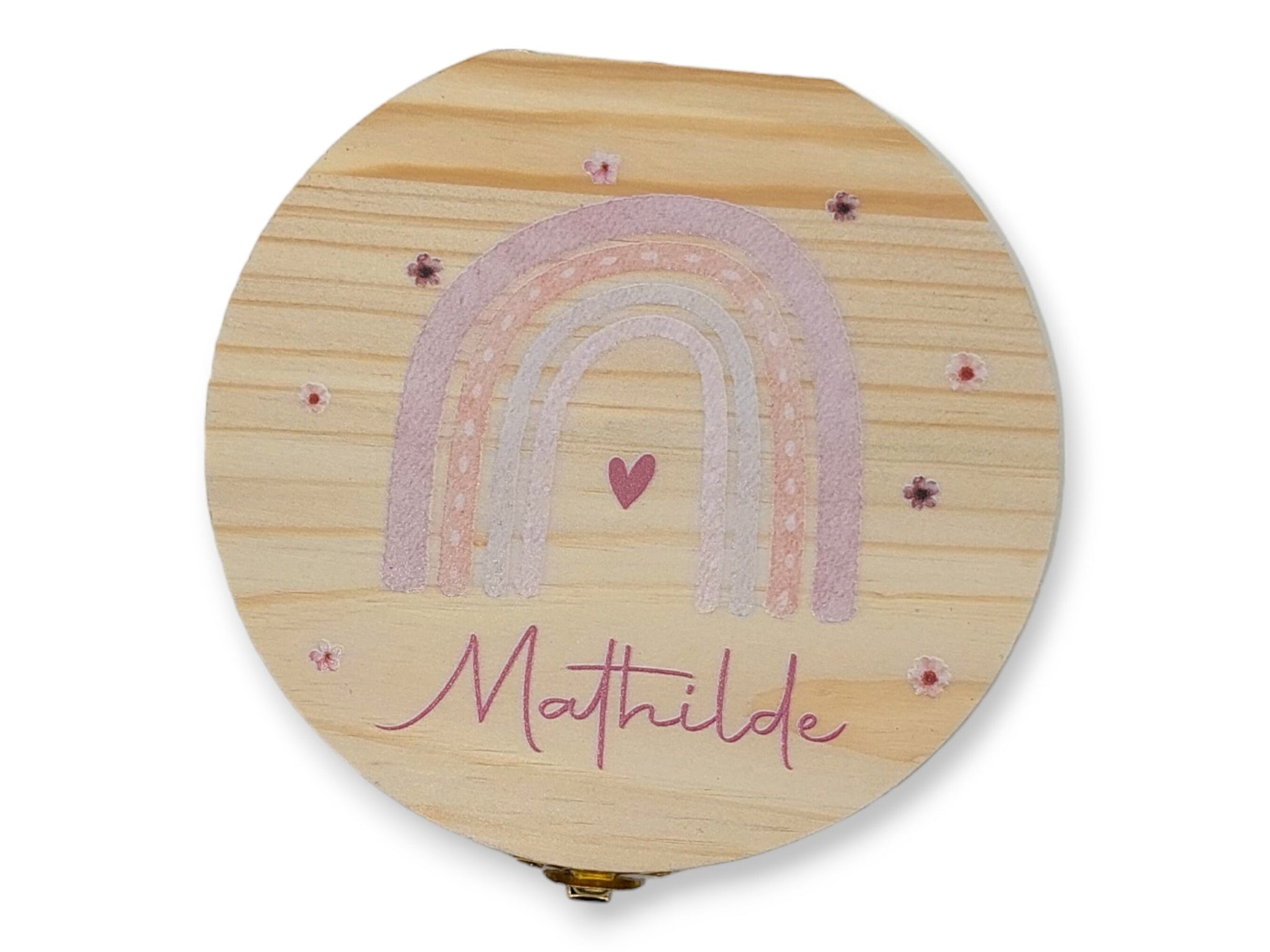 Milchzahndose personalisiert "Regenbogen pastell" / Milchzahnbox aus Holz