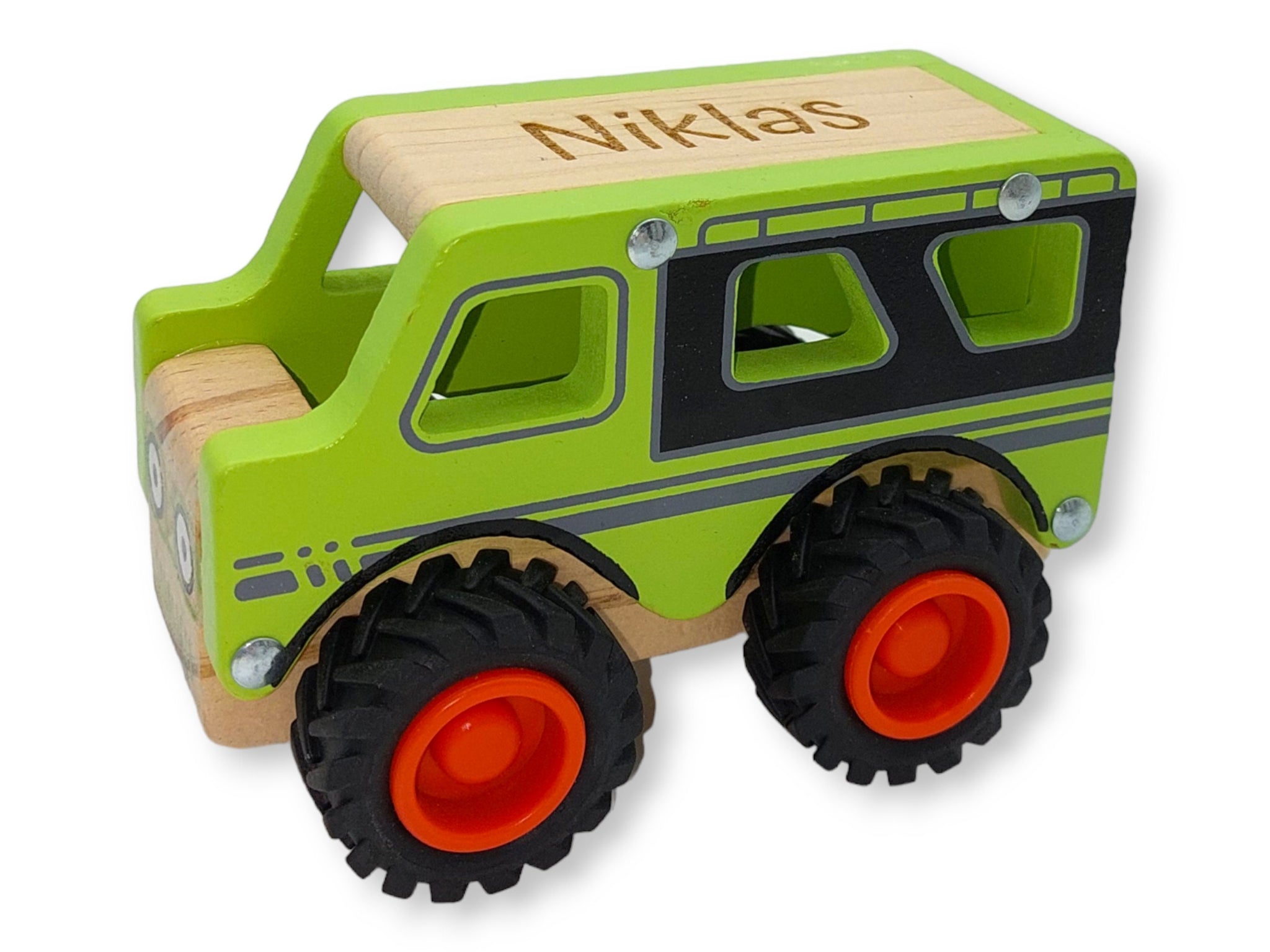 Schiebeauto "Geländewagen" personalisiert mit Name, Schiebtier, Holztier