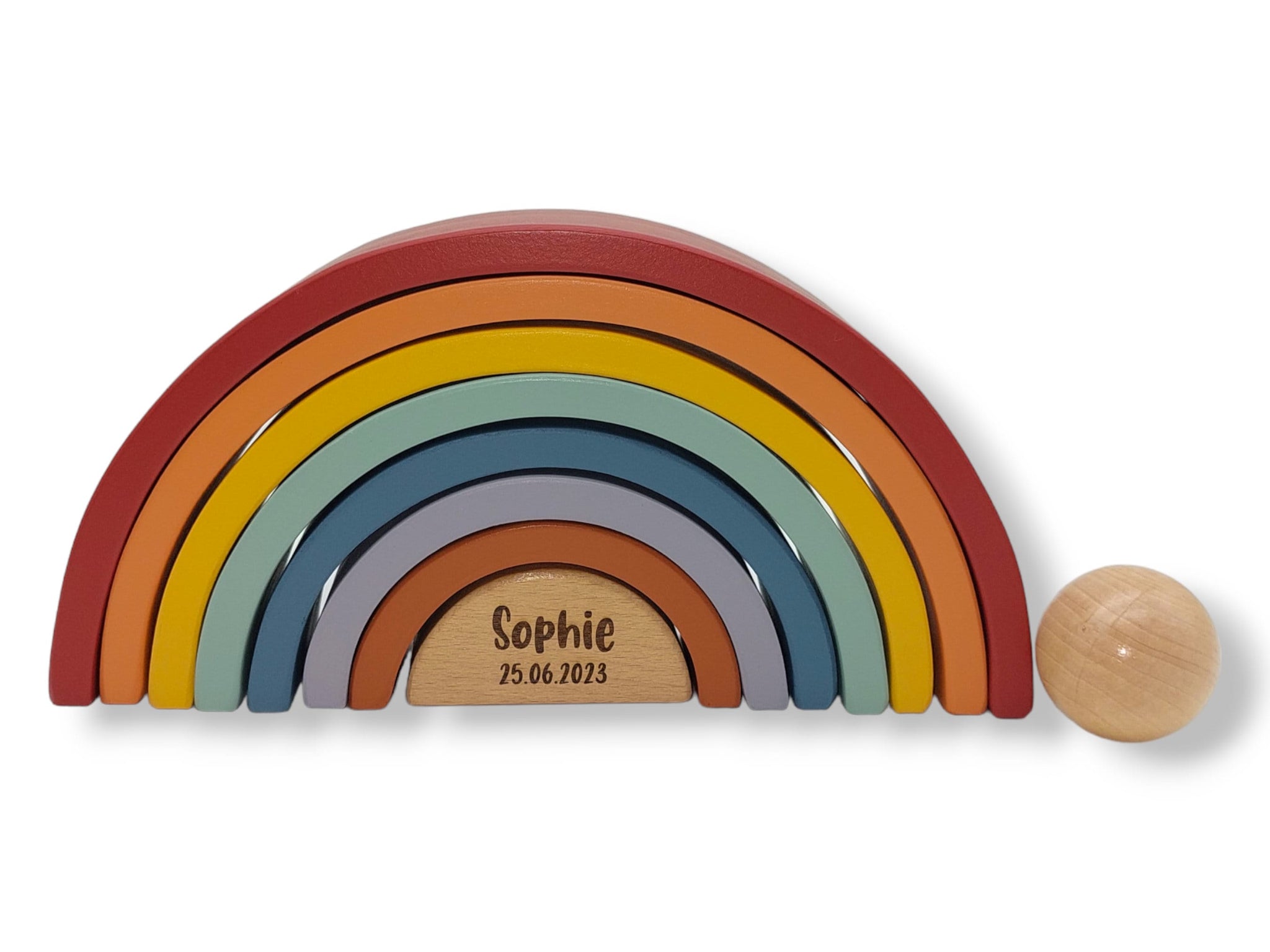 Regenbogen Stapelspiel personalisiert mit Gravur