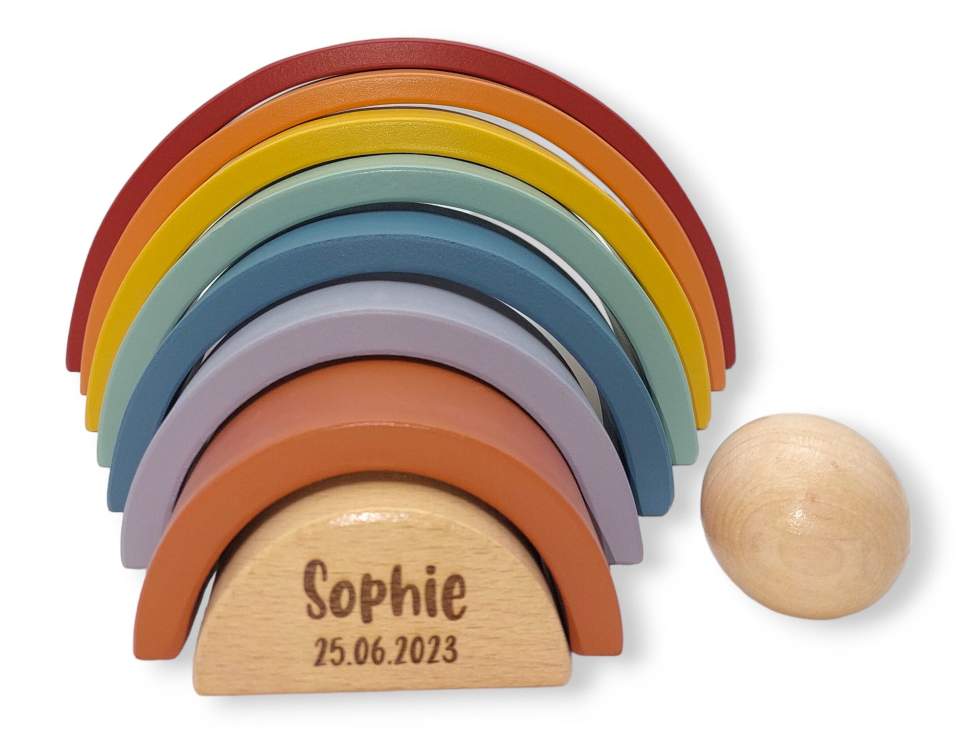 Regenbogen Stapelspiel personalisiert mit Gravur