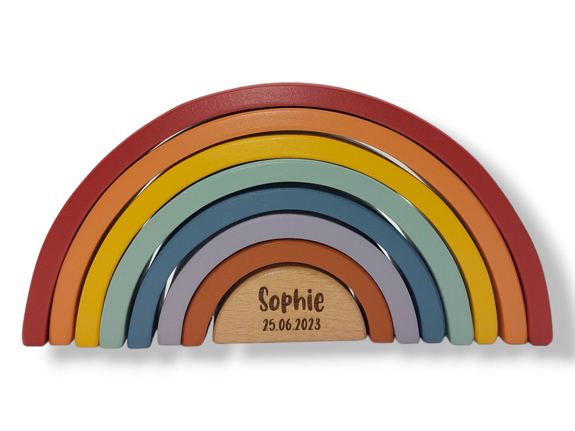 Regenbogen Stapelspiel personalisiert mit Gravur