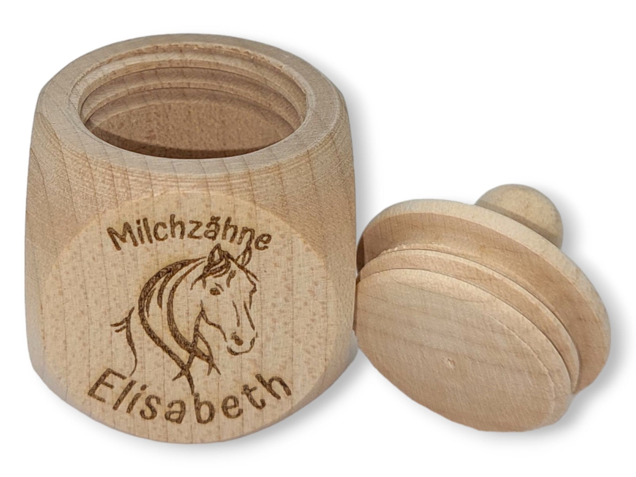 Milchzahndose personalisiert "Pferd" / Milchzahnbox aus Holz