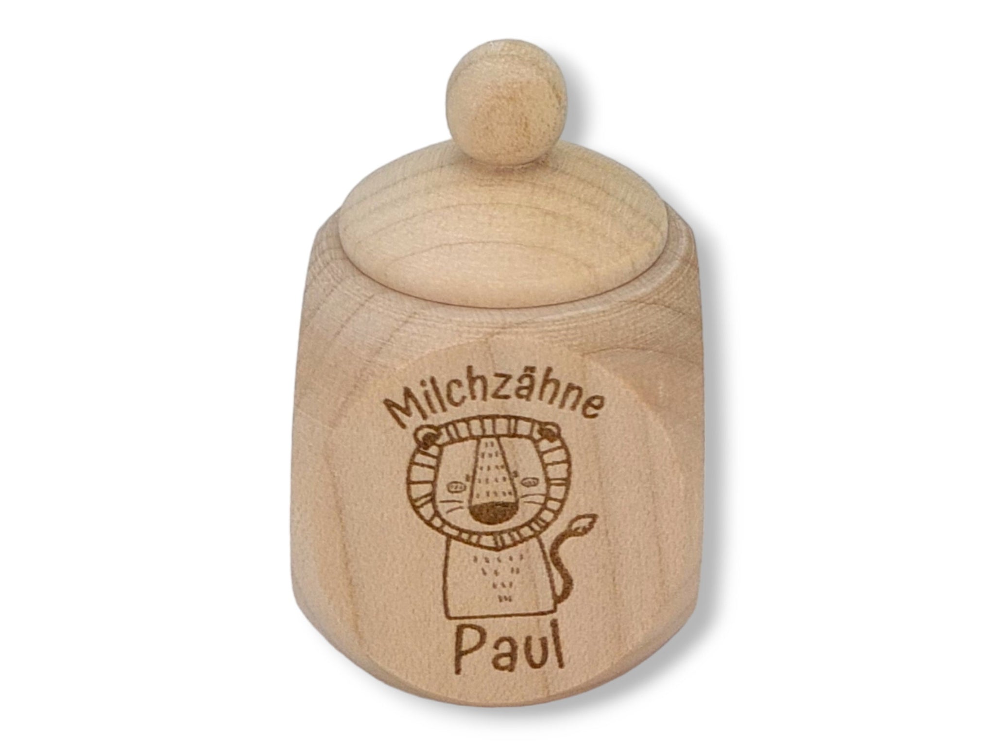 Milchzahndose personalisiert "Löwe" / Milchzahnbox aus Holz