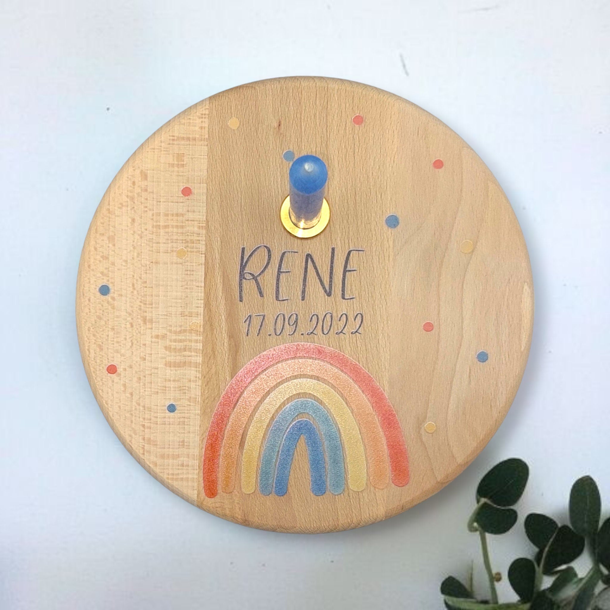 Geburtstagsteller personalisiert "Regenbogen Boho" Geburtstagsleiste, Geburtagszug, Geburtstagskerzen