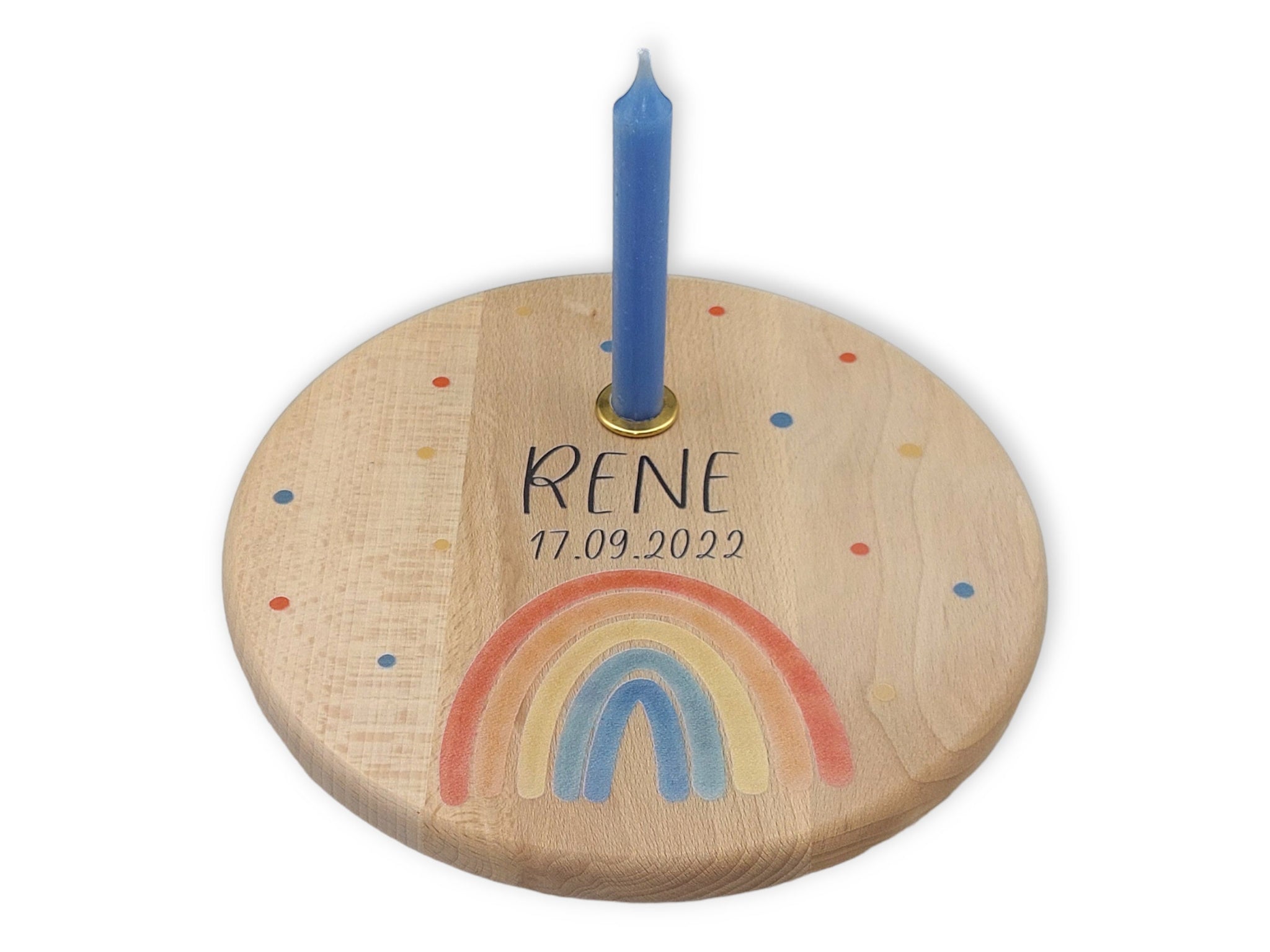 Geburtstagsteller personalisiert "Regenbogen Boho" Geburtstagsleiste, Geburtagszug, Geburtstagskerzen