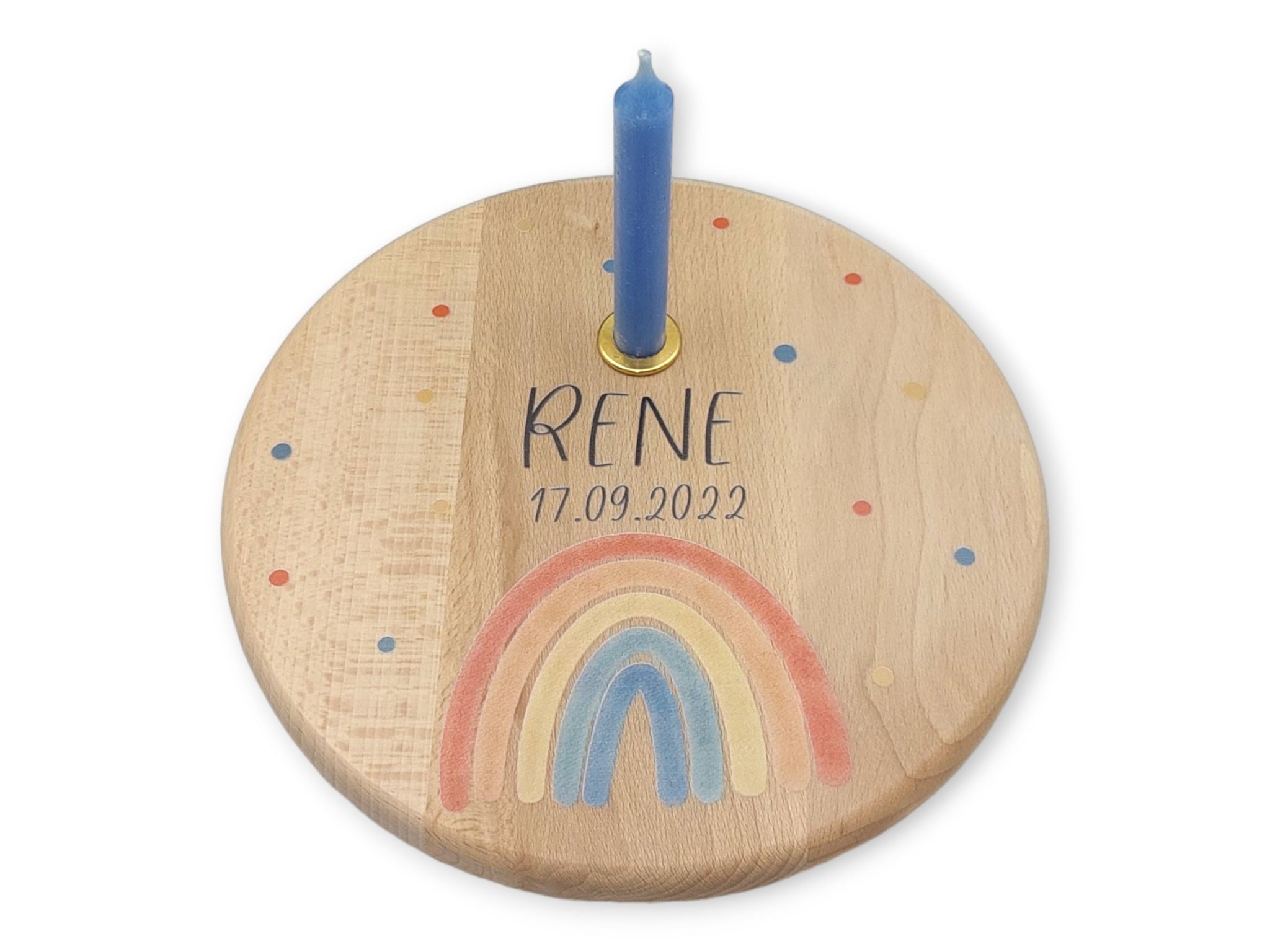 Geburtstagsteller personalisiert "Regenbogen Boho" Geburtstagsleiste, Geburtagszug, Geburtstagskerzen