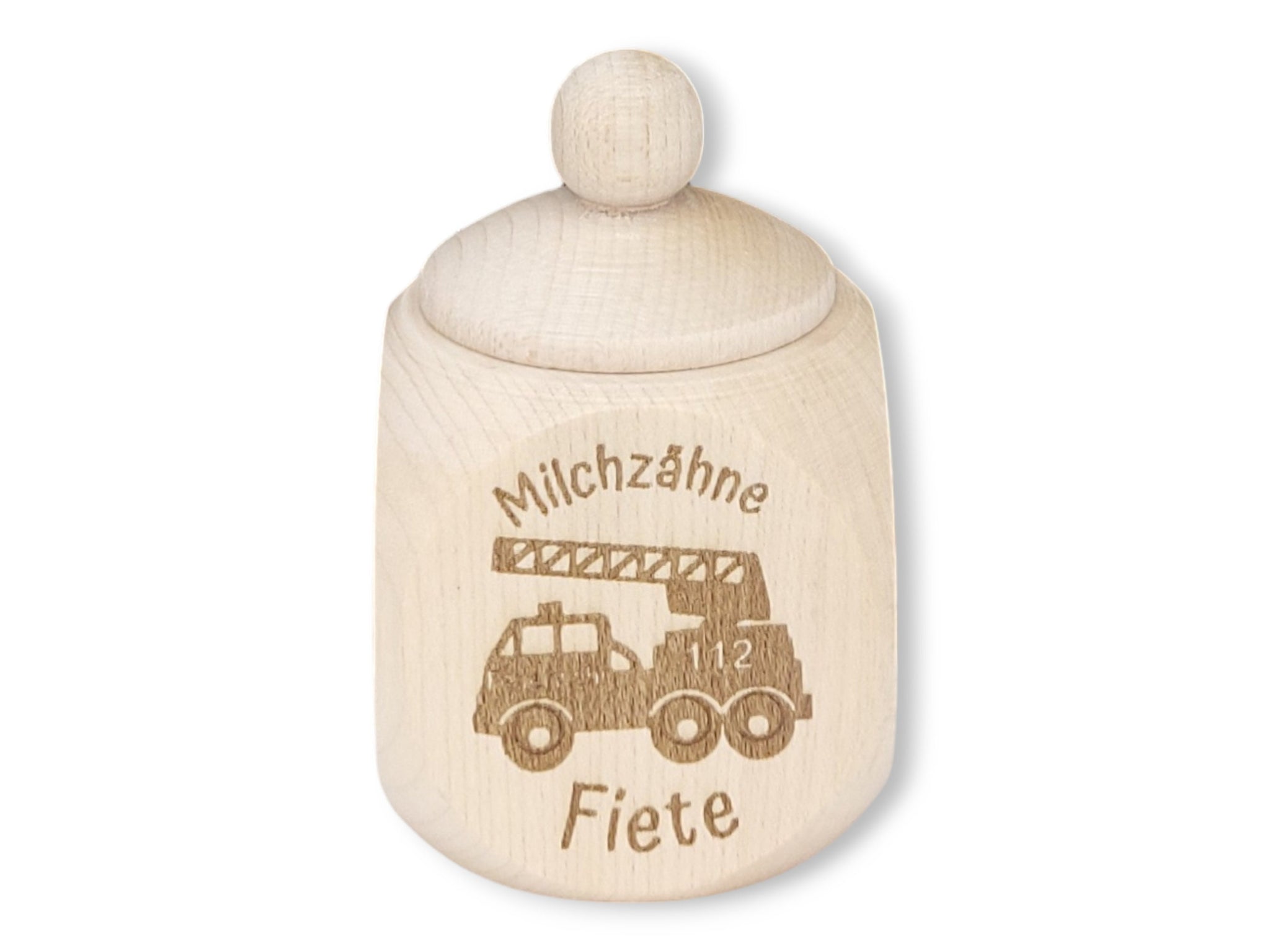 Milchzahndose personalisiert "Feuerwehr" / Milchzahnbox aus Holz