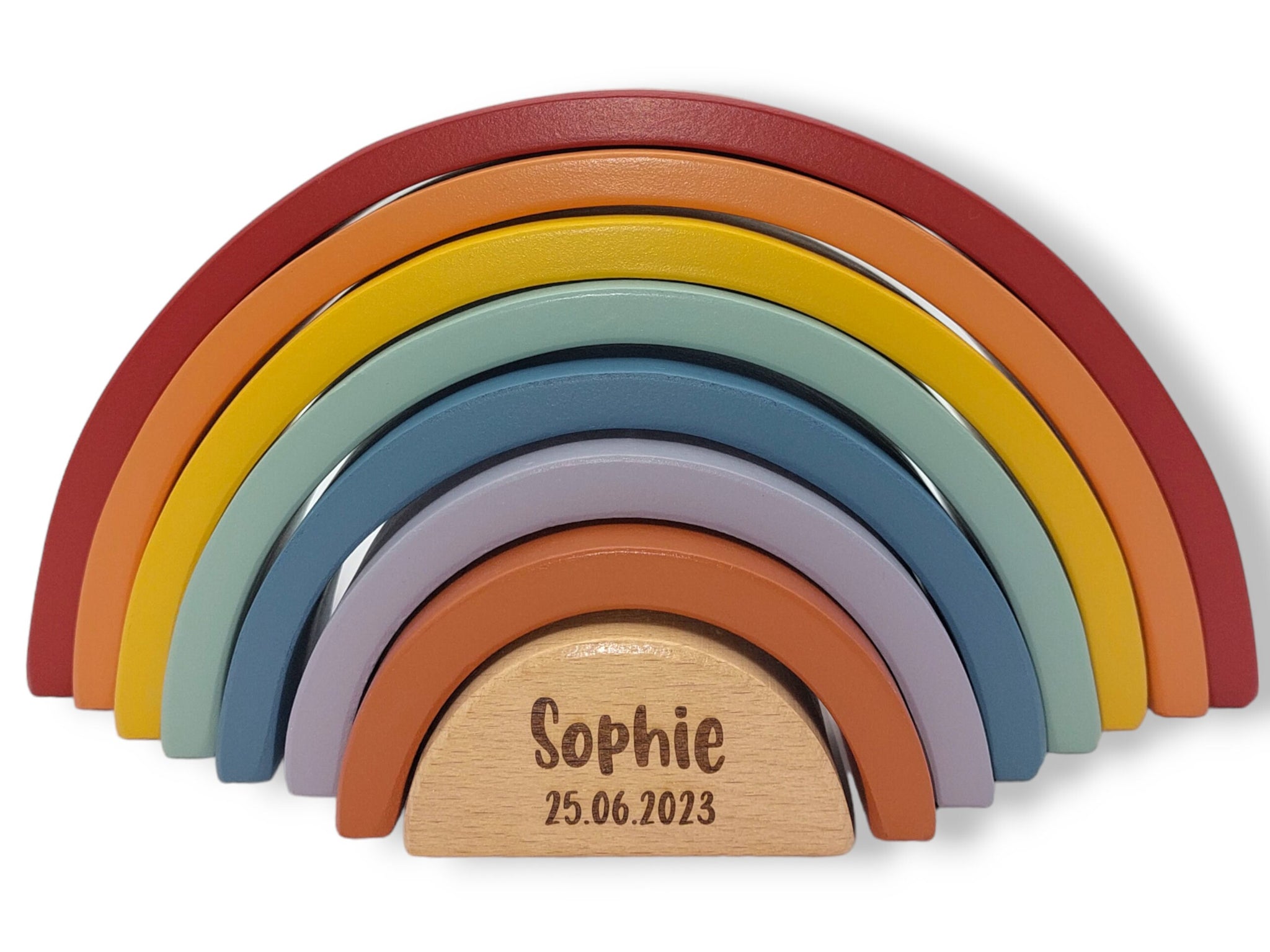 Regenbogen Stapelspiel personalisiert mit Gravur