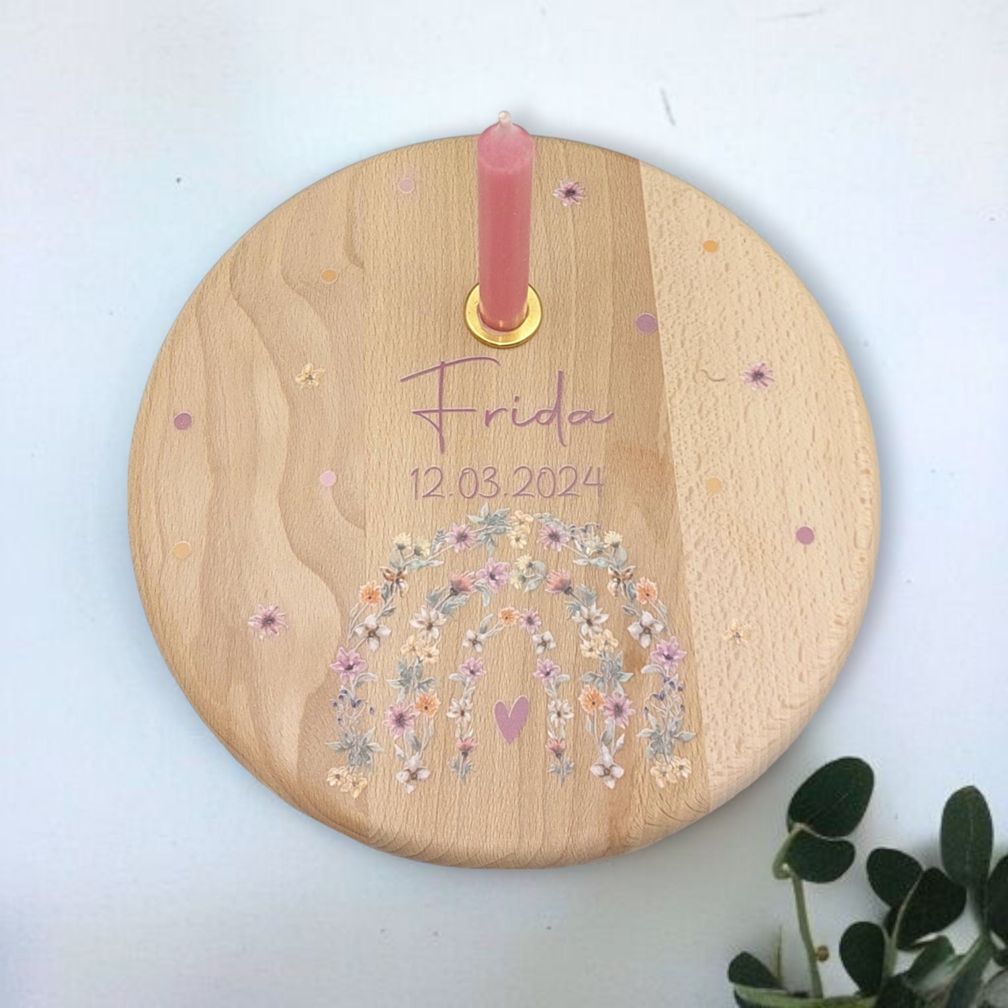 Geburtstagsteller personalisiert "Blumenbogen" Geburtstagsleiste, Geburtagszug, Geburtstagskerzen