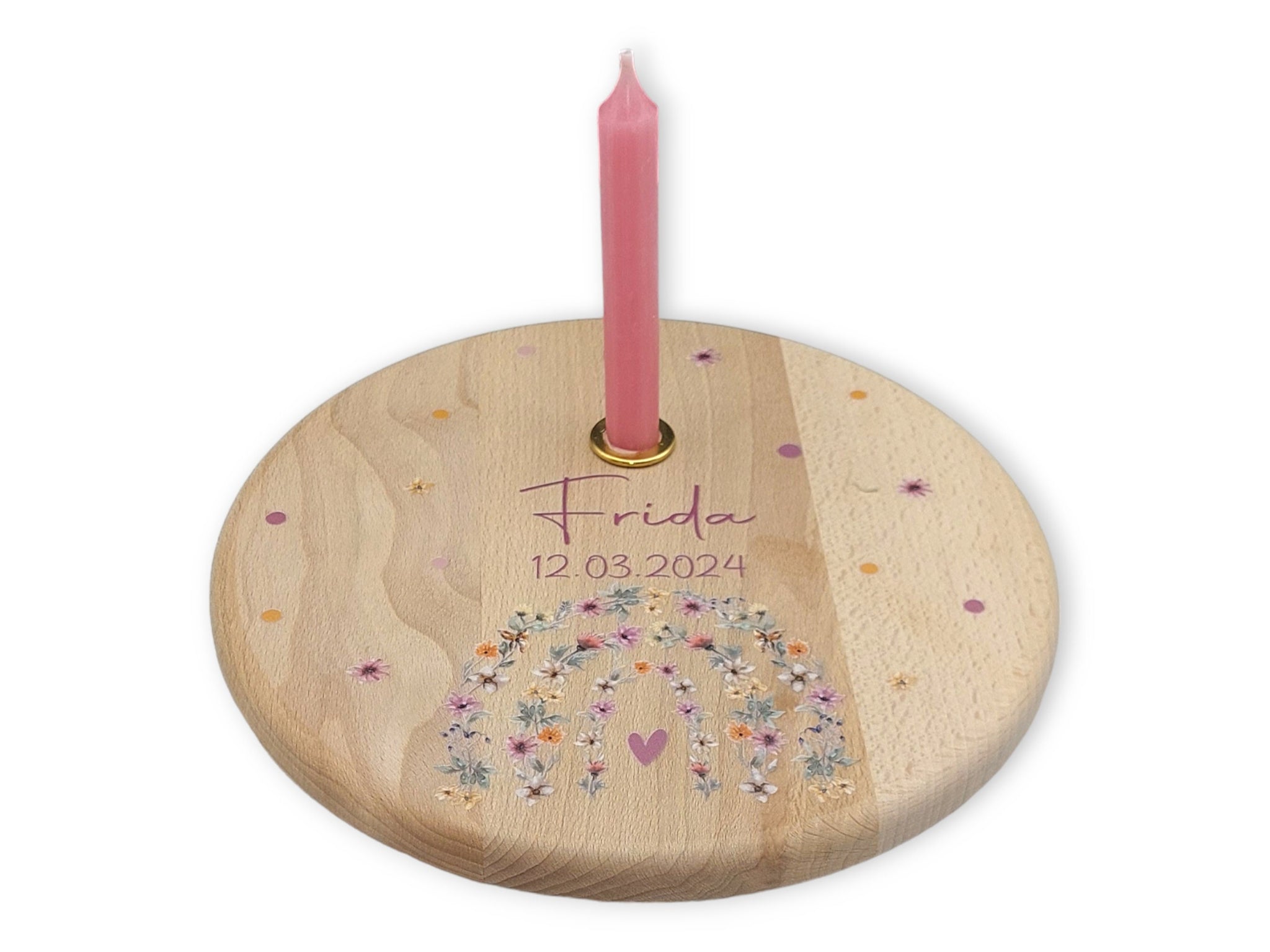 Geburtstagsteller personalisiert "Blumenbogen" Geburtstagsleiste, Geburtagszug, Geburtstagskerzen