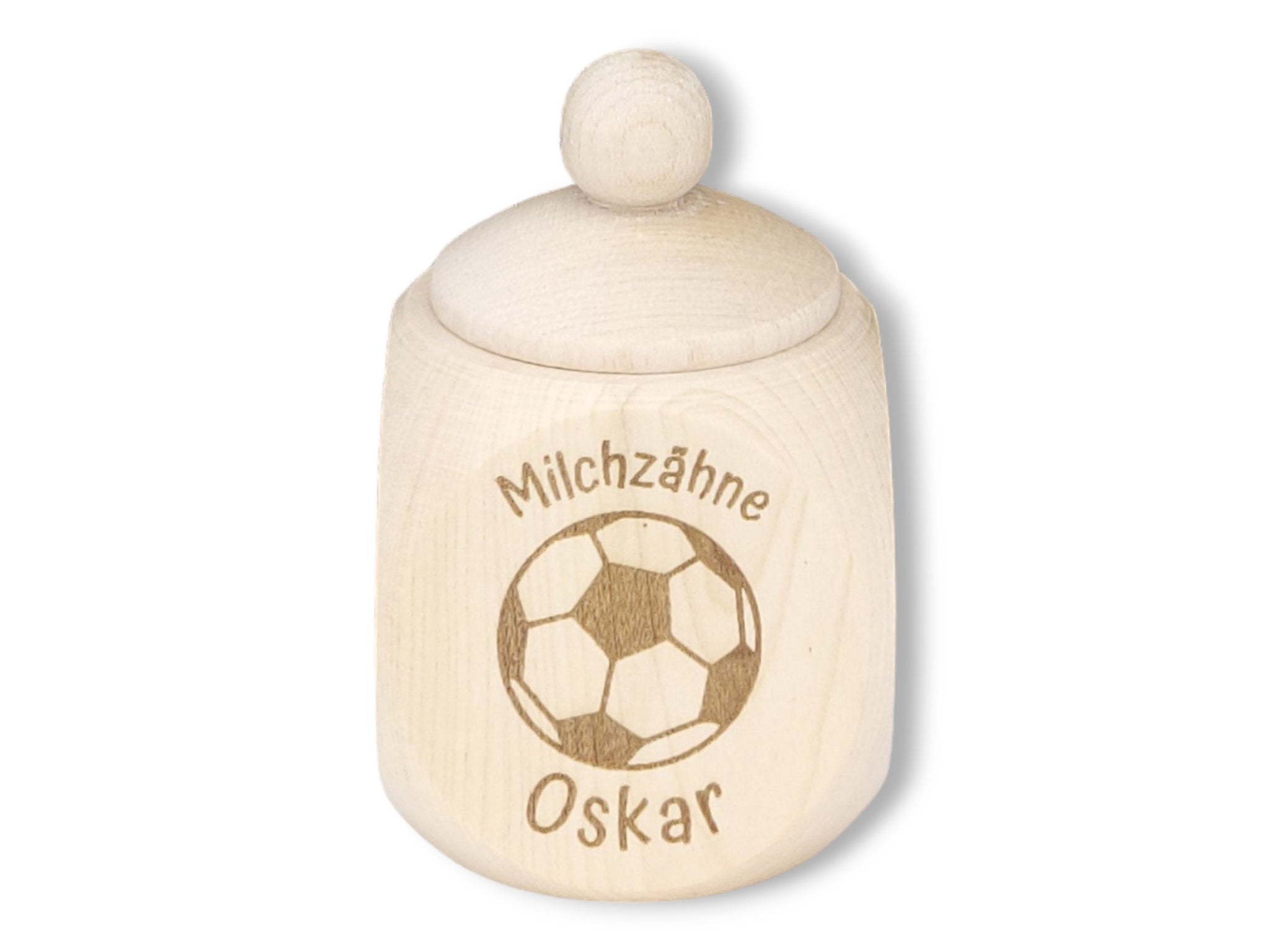 Milchzahndose personalisiert "Fußball" / Milchzahnbox aus Holz