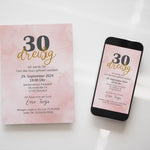 eCard/ Druckdatei Einladung Geburtstag rosa