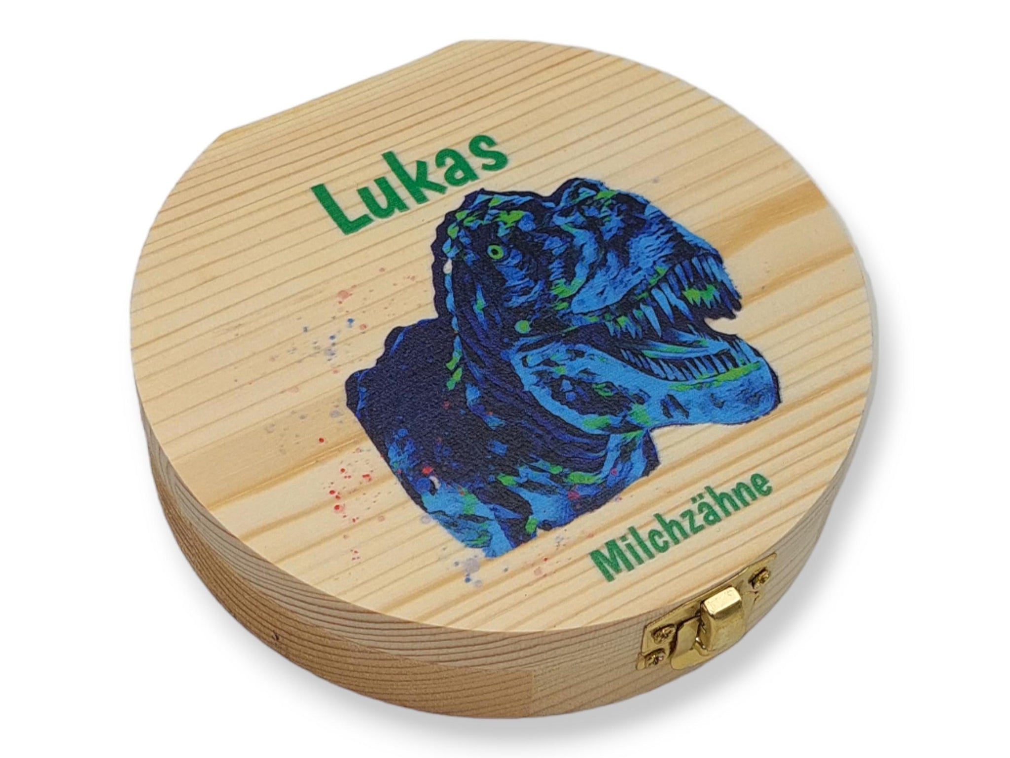 Milchzahndose personalisiert "Dino" / Milchzahnbox aus Holz