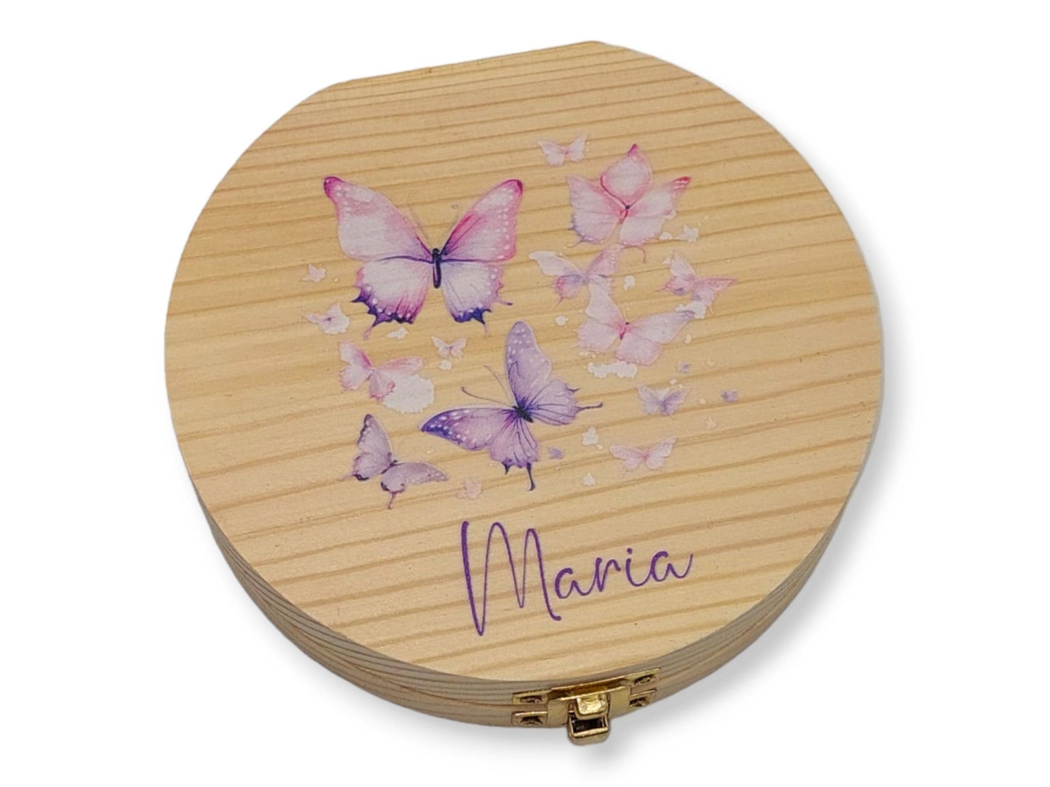 Milchzahndose personalisiert "Schmetterlinge" / Milchzahnbox aus Holz