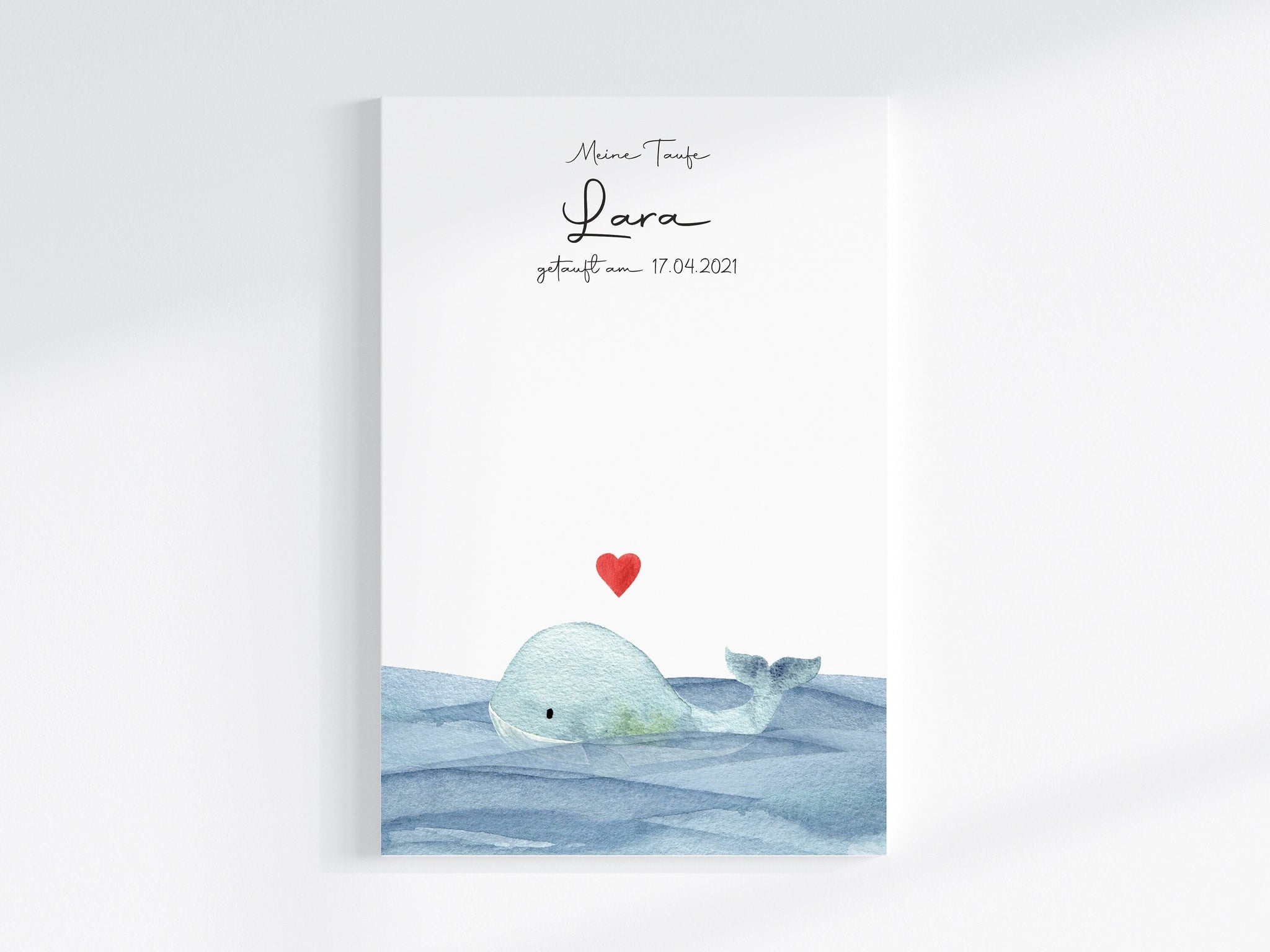 Druckdatei Fingerabdruck Gästebuch "Wal Herz" Fingerprint, Gästebuch zum Ausdrucken, Kinderzimmer Deko, Taufgeschenk, digitale Druckdatei