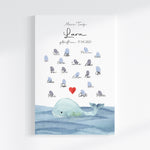 Druckdatei Fingerabdruck Gästebuch "Wal Herz" Fingerprint, Gästebuch zum Ausdrucken, Kinderzimmer Deko, Taufgeschenk, digitale Druckdatei