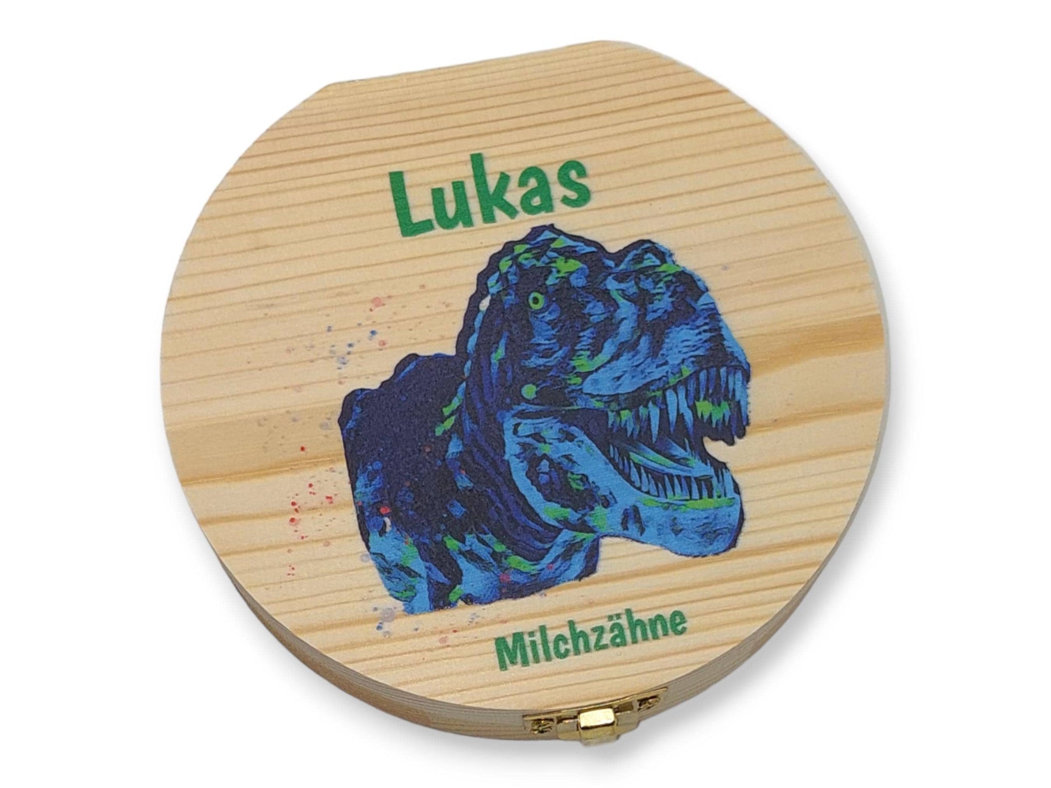 Milchzahndose personalisiert "Dino" / Milchzahnbox aus Holz
