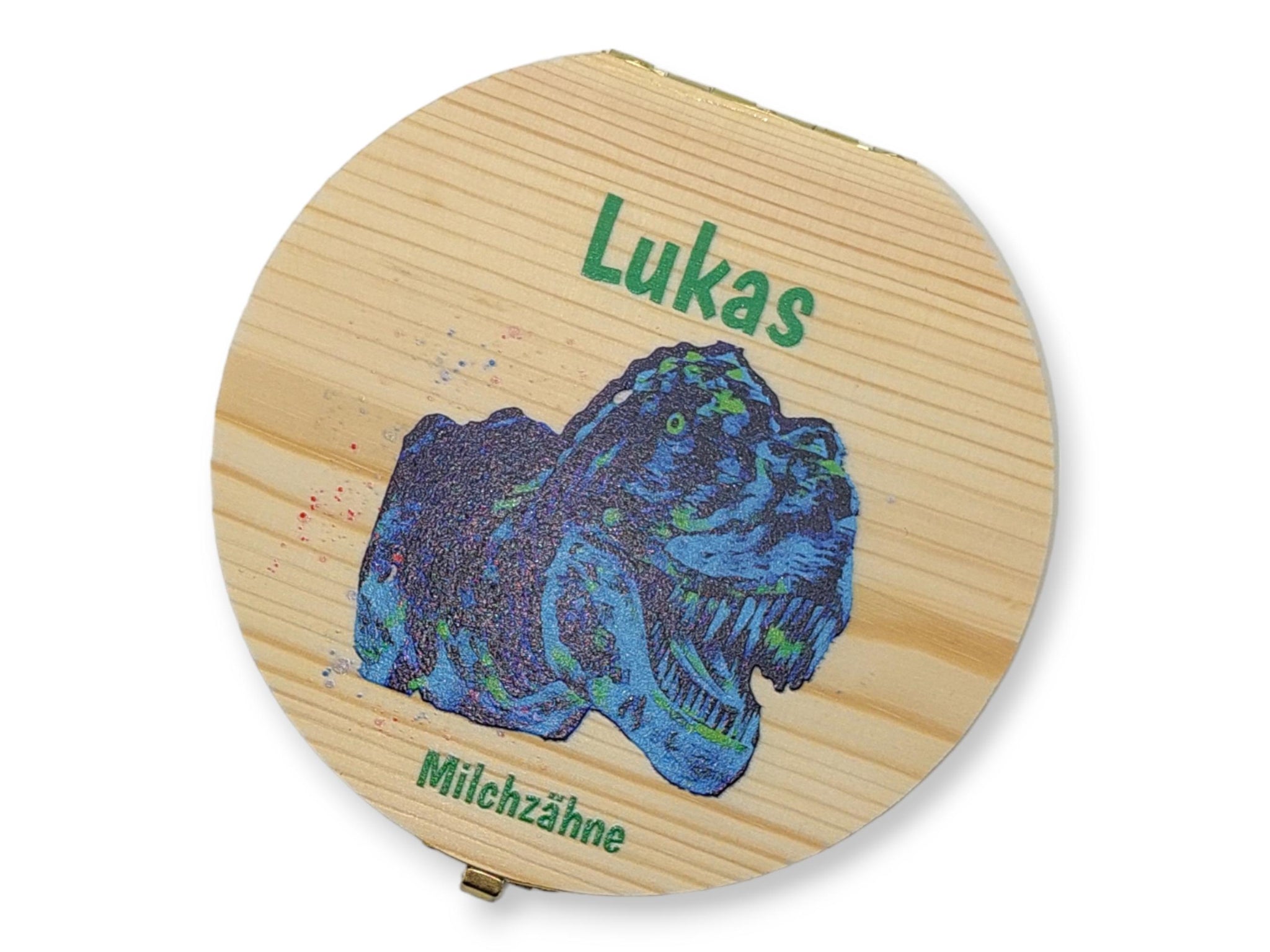 Milchzahndose personalisiert "Dino" / Milchzahnbox aus Holz
