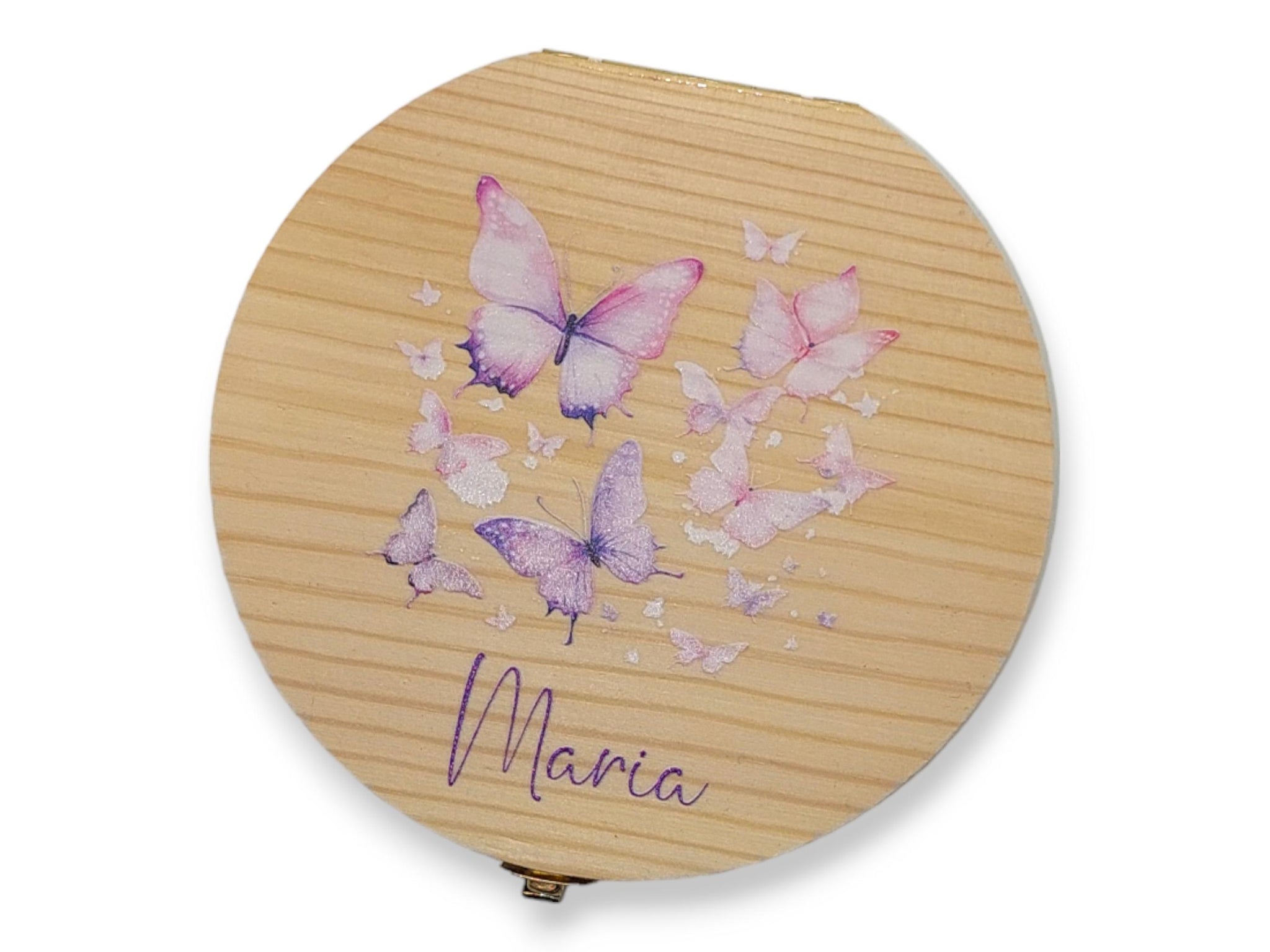 Milchzahndose personalisiert "Schmetterlinge" / Milchzahnbox aus Holz