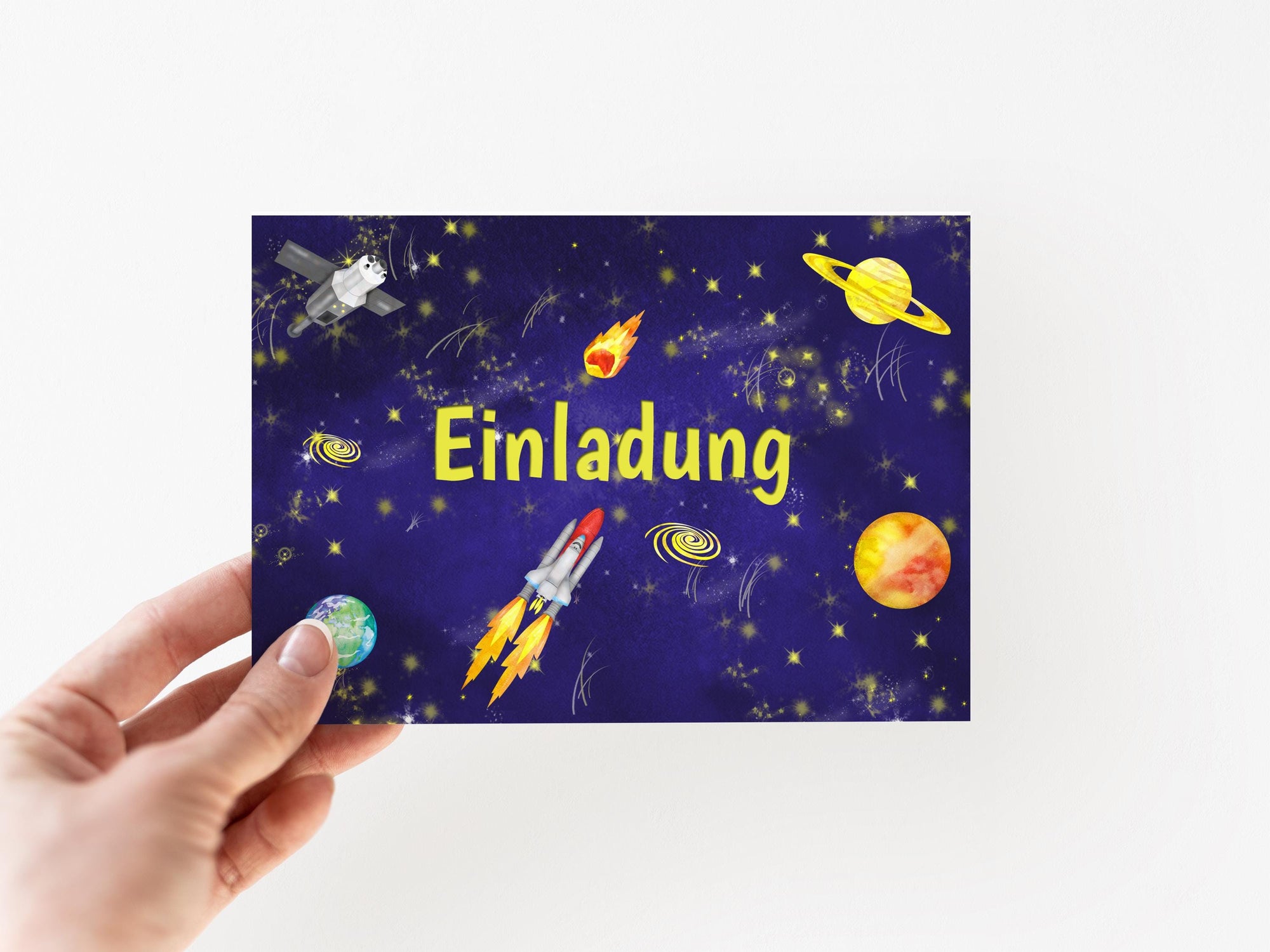 Druckdatei Einladung "Weltall"