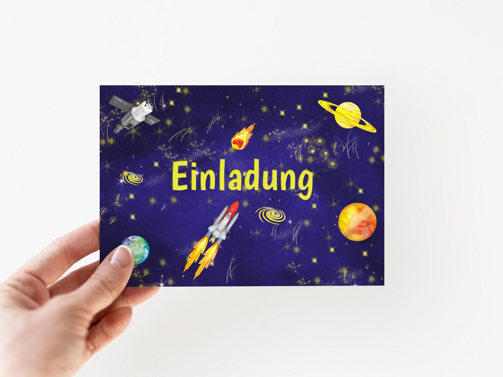 Druckdatei Einladung "Weltall"