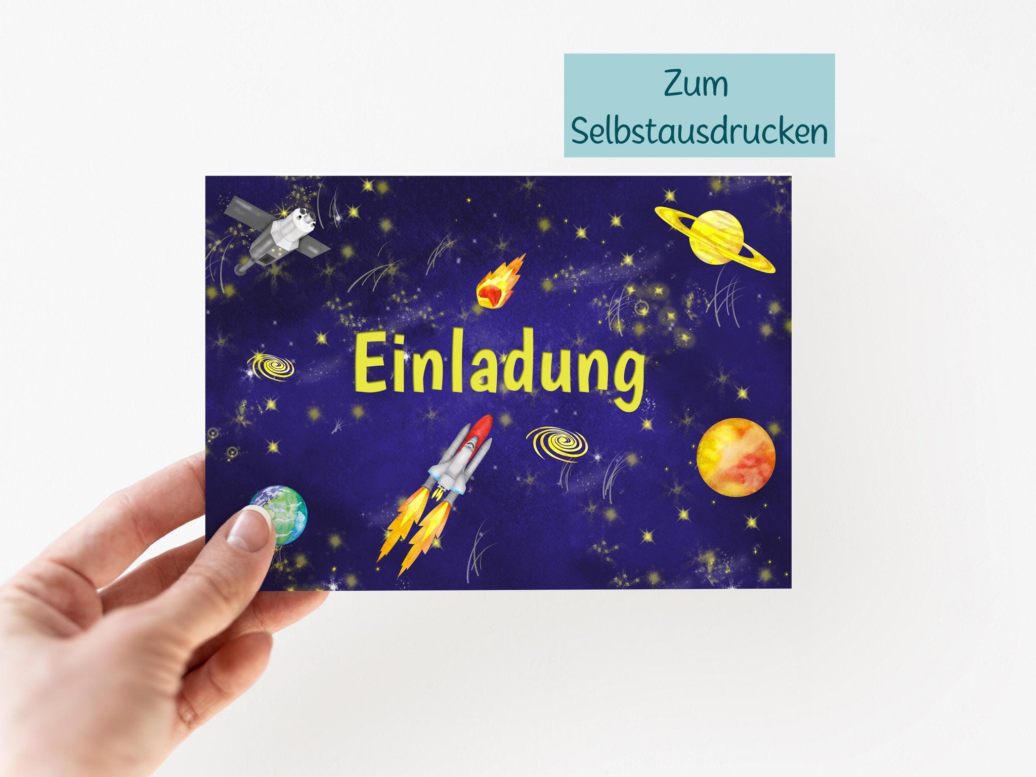 Druckdatei Einladung "Weltall"