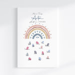 Fingerabdruck Gästebuch auf Keilrahmen personalisiert "Regenbogen Herzen Fisch blau" Leinwand