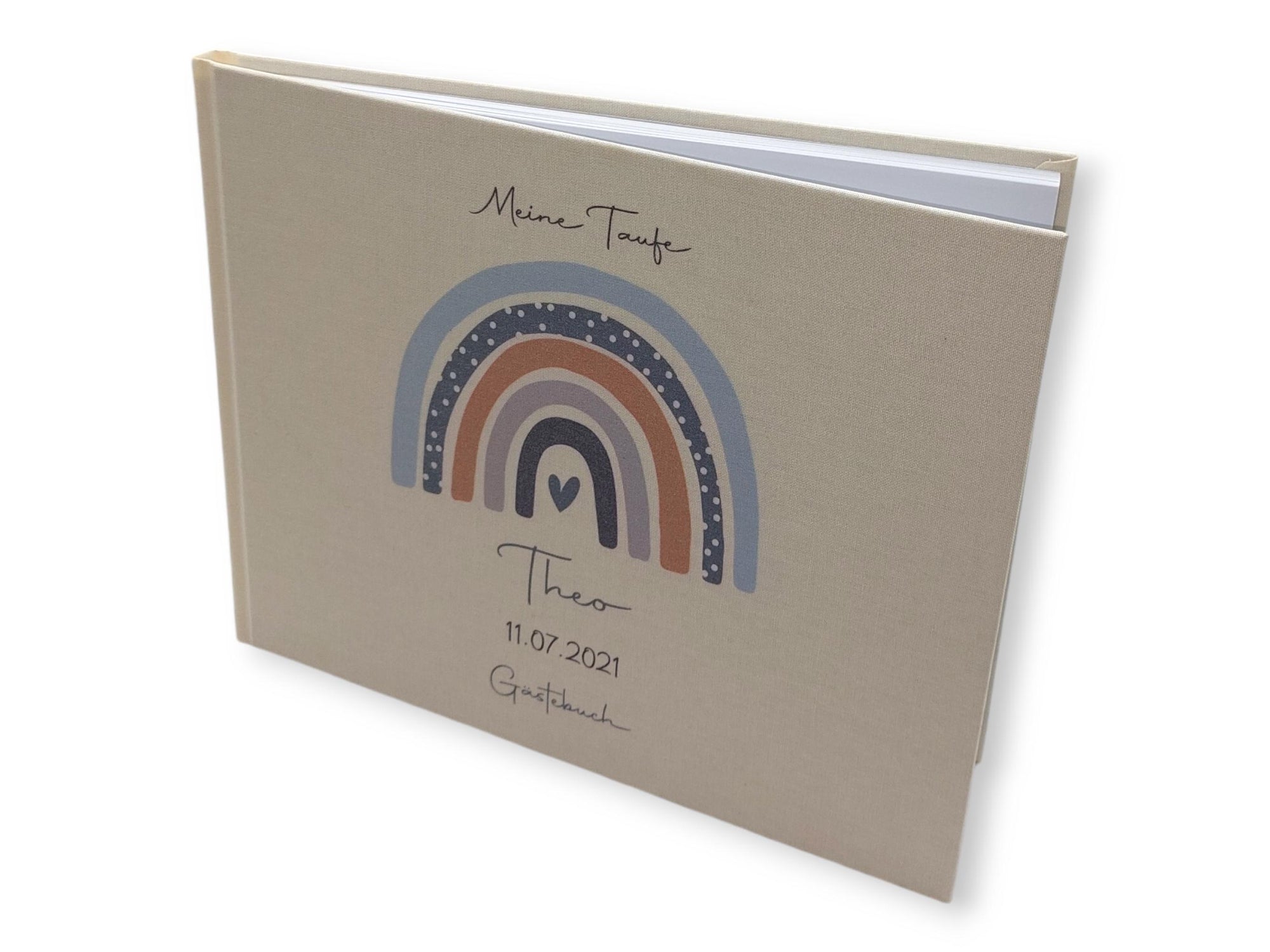 Gästebuch Taufe personalisiert "Regenbogen Punkte", Taufgeschenk, Erinnerung Taufe