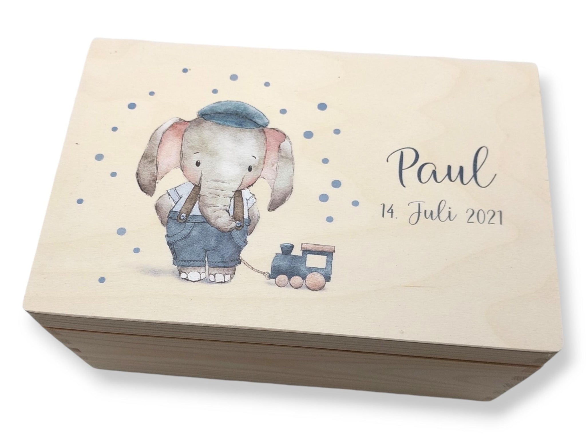 Erinnerungskiste Baby mit Namen "Bär Zug" Geburtsdatum Erinnerungsbox für Kinder, Erinnerungsbox für Babys, Taufgeschenk,