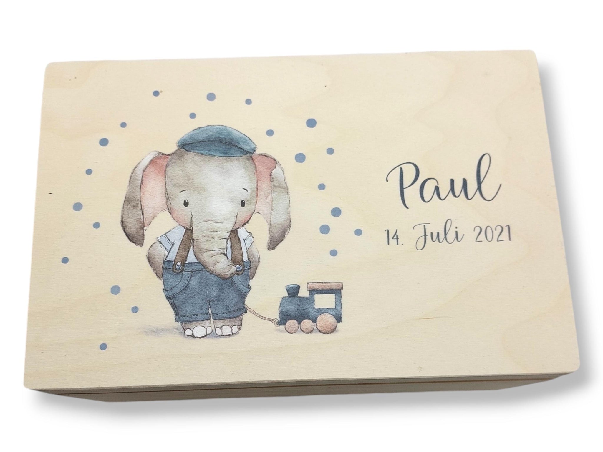 Erinnerungskiste Baby mit Namen "Bär Zug" Geburtsdatum Erinnerungsbox für Kinder, Erinnerungsbox für Babys, Taufgeschenk,