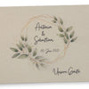 Gästebuch Hochzeit personalisiert "Blätterkranz Rahmen", Hochzeitsgeschenk, Gästebuch bedruckt, Gästebuch floral, Trauzeugen