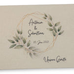 Gästebuch Hochzeit personalisiert "Blätterkranz Rahmen", Hochzeitsgeschenk, Gästebuch bedruckt, Gästebuch floral, Trauzeugen