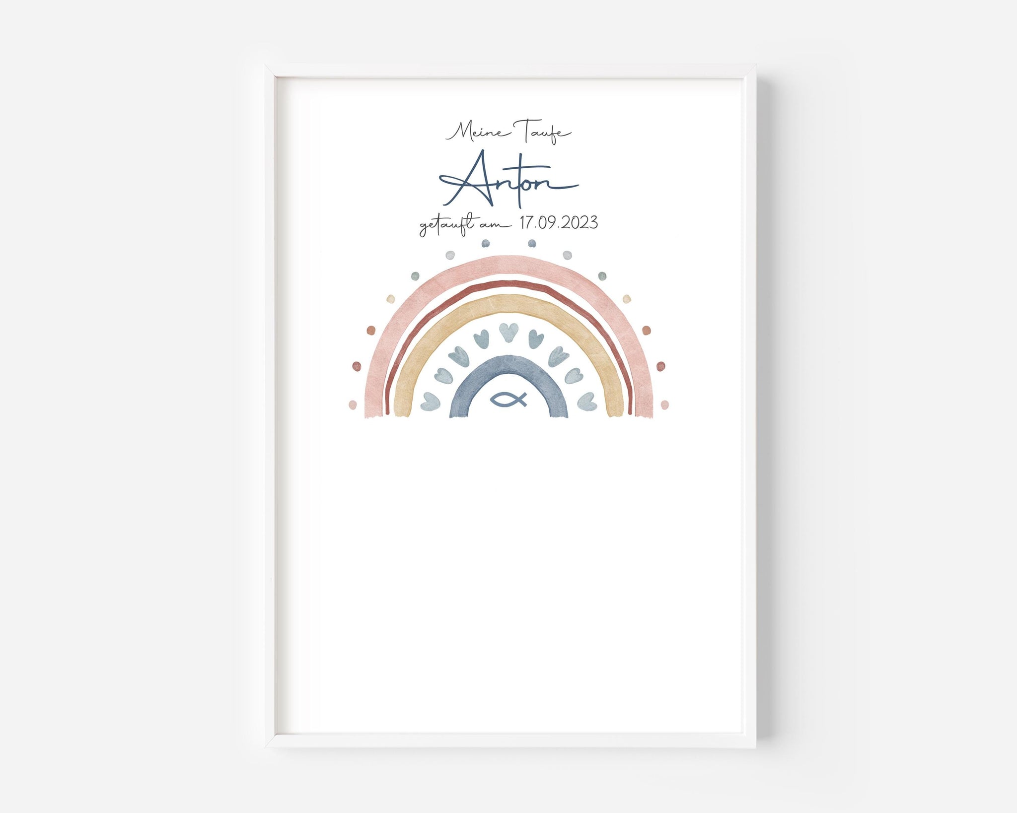 Druckdatei Fingerabdruck Gästebuch "Regenbogen Herzen Fisch blau" Fingerprint