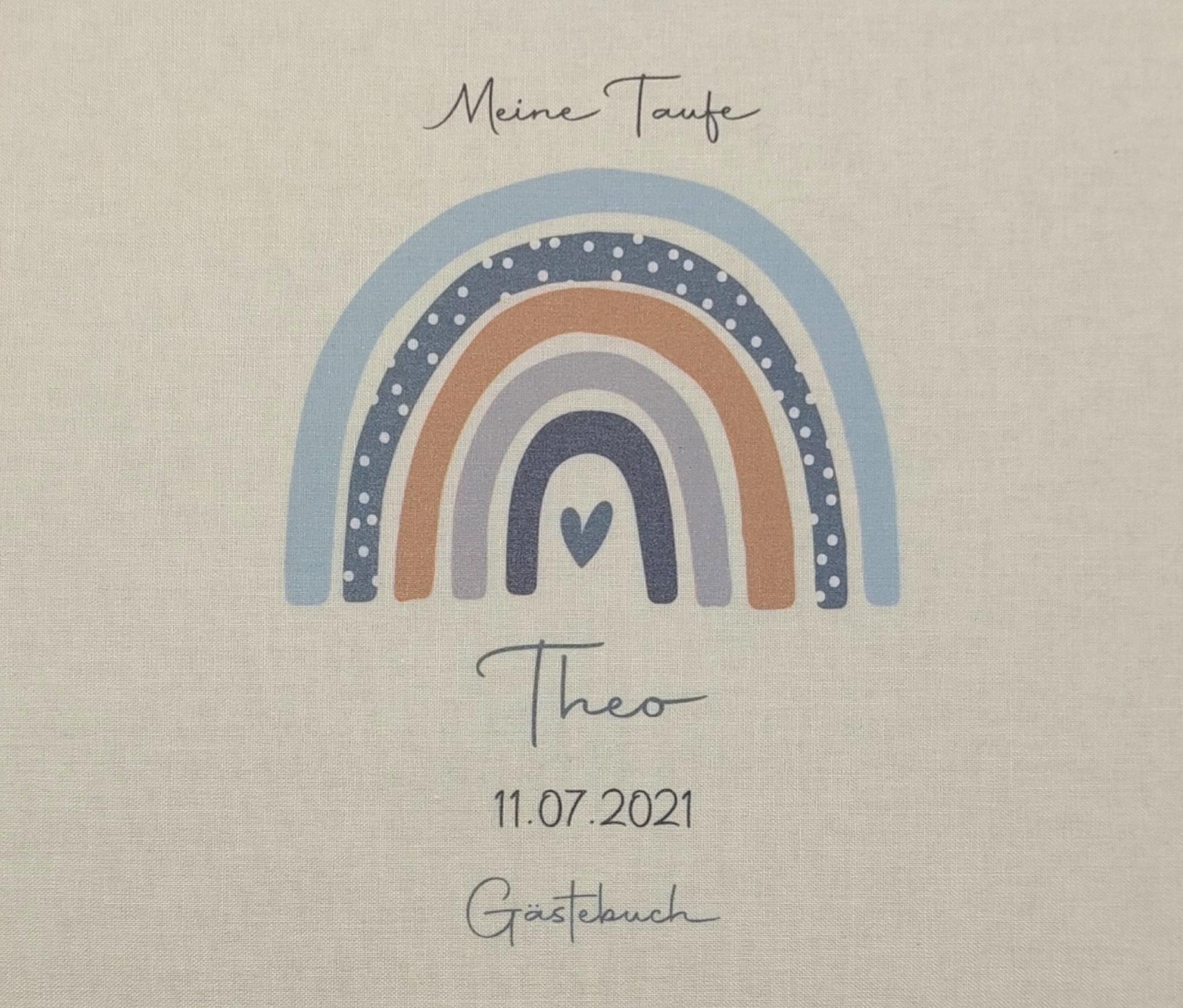 Gästebuch Taufe personalisiert "Regenbogen Punkte", Taufgeschenk, Erinnerung Taufe