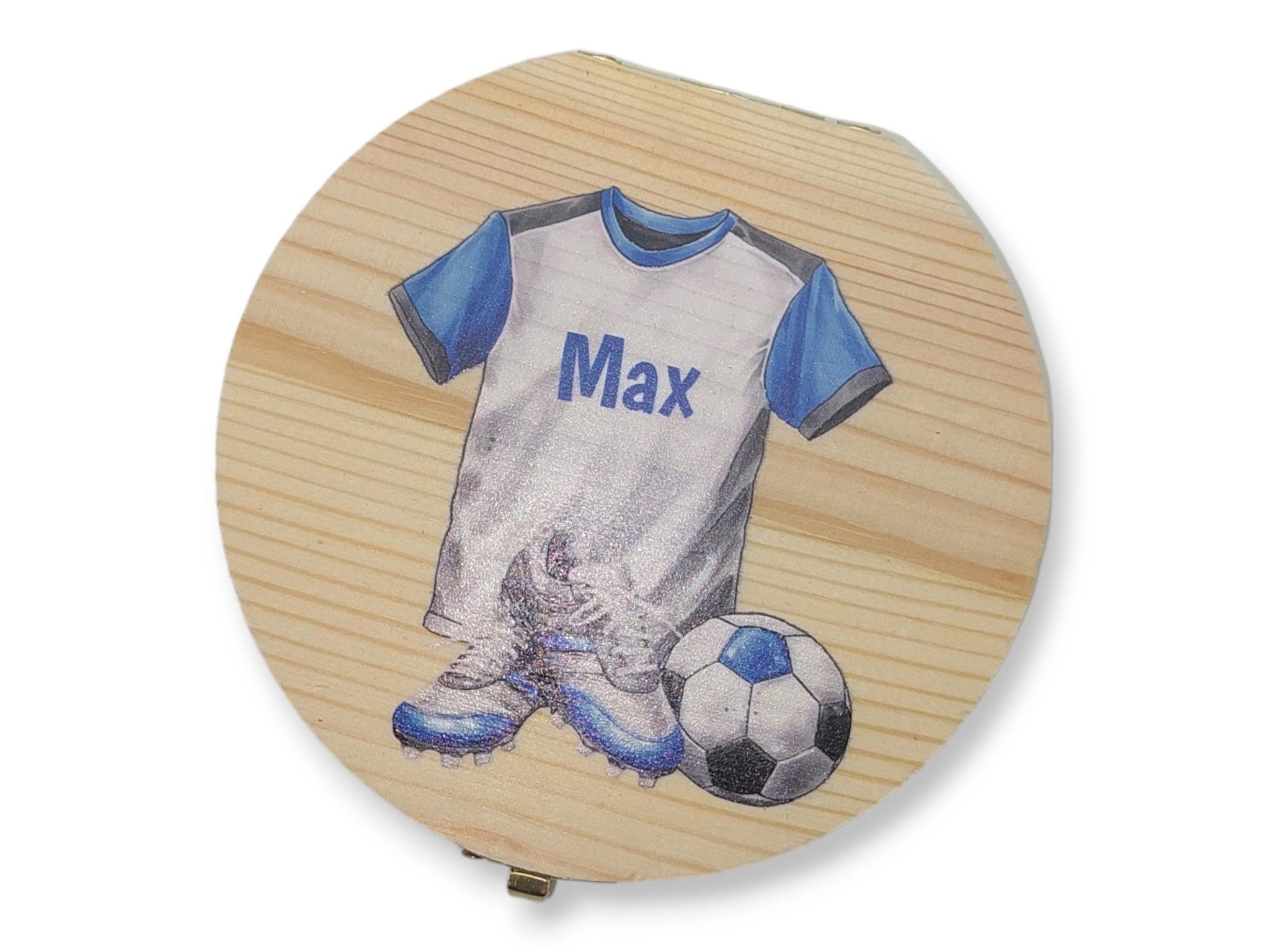 Milchzahndose personalisiert "Fußball" / Milchzahnbox aus Holz