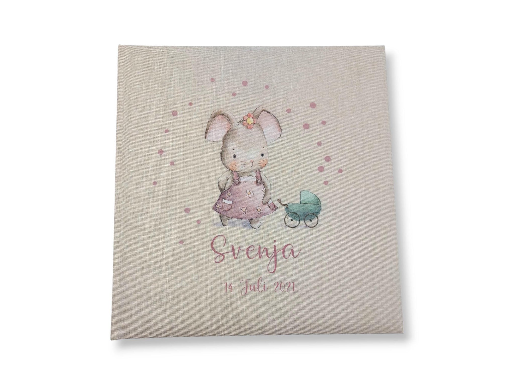 Fotoalbum personalisiert Baby, Kind "Süße Maus" Leinen, Erinnerungsalbum, Fotoalbum Geschenk zur Geburt, hochwertiges Fotoalbum,
