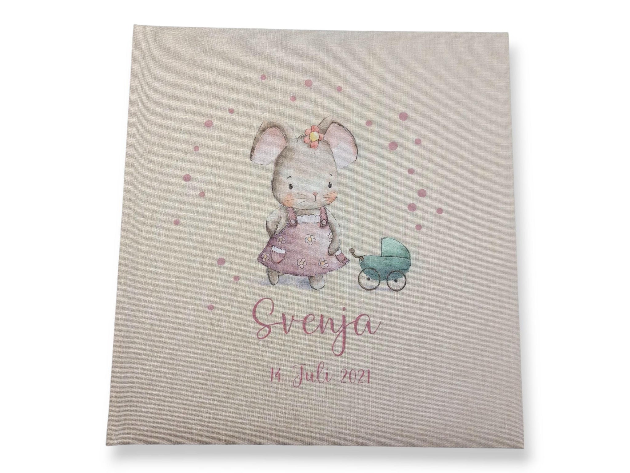 Fotoalbum personalisiert Baby, Kind "Süße Maus" Leinen, Erinnerungsalbum, Fotoalbum Geschenk zur Geburt, hochwertiges Fotoalbum,