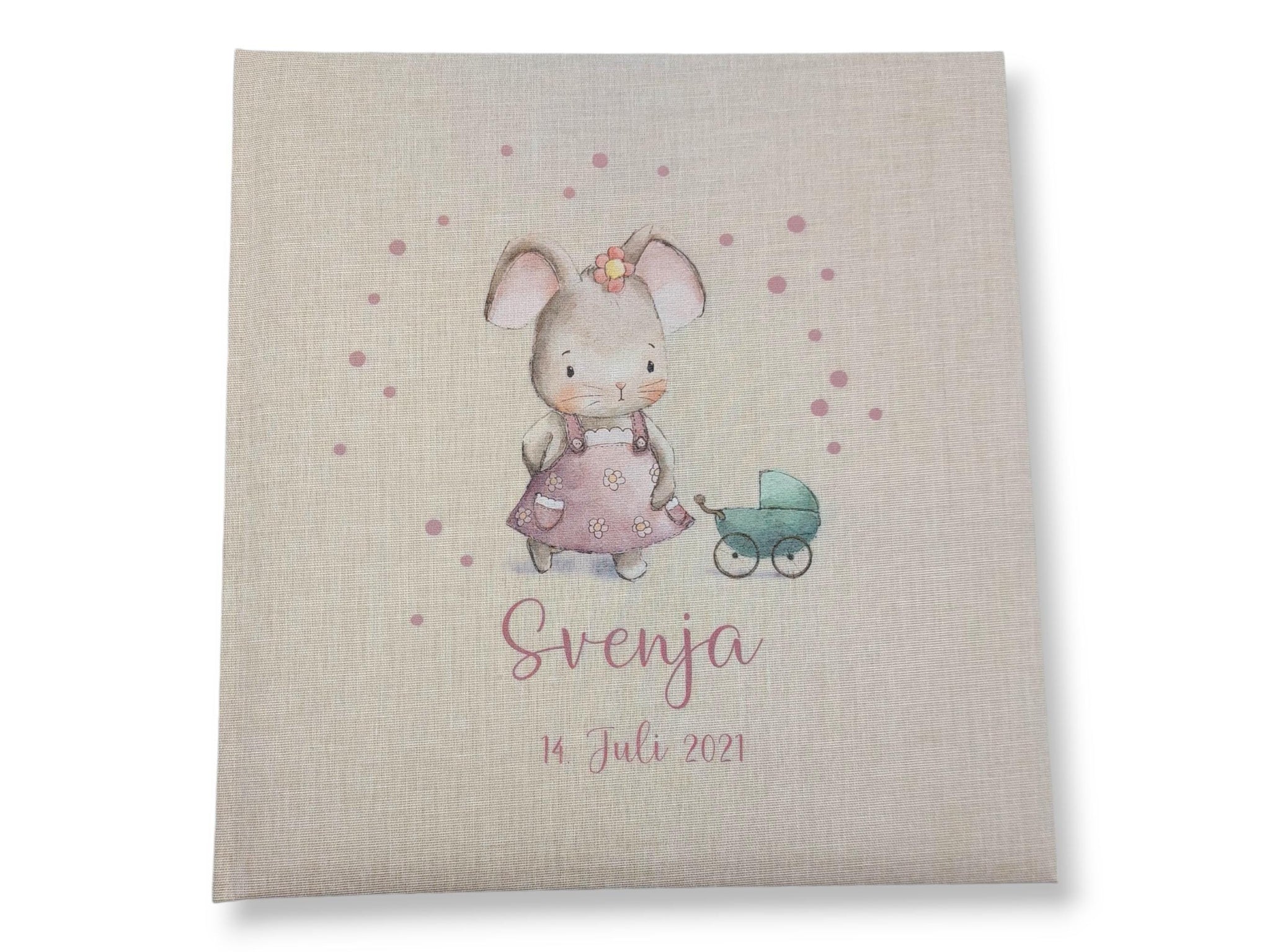 Fotoalbum personalisiert Baby, Kind "Süße Maus" Leinen, Erinnerungsalbum, Fotoalbum Geschenk zur Geburt, hochwertiges Fotoalbum,