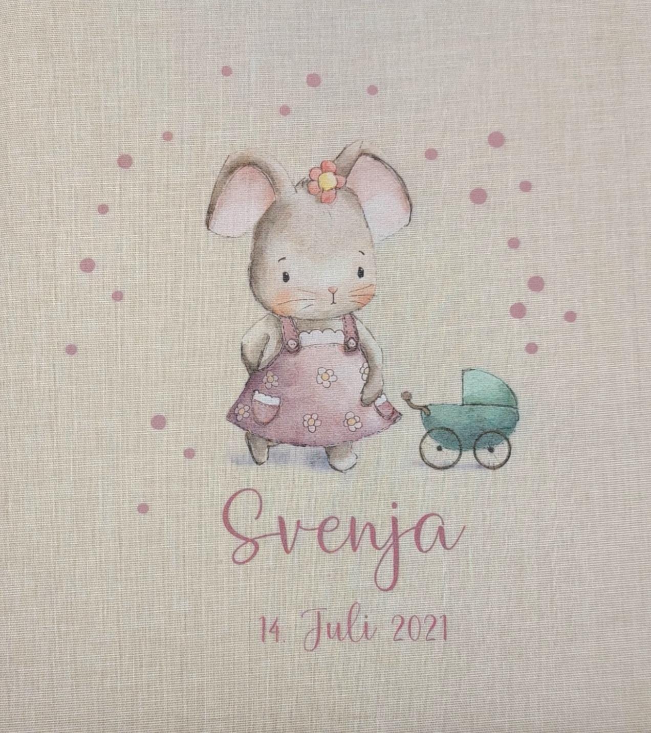Fotoalbum personalisiert Baby, Kind "Süße Maus" Leinen, Erinnerungsalbum, Fotoalbum Geschenk zur Geburt, hochwertiges Fotoalbum,