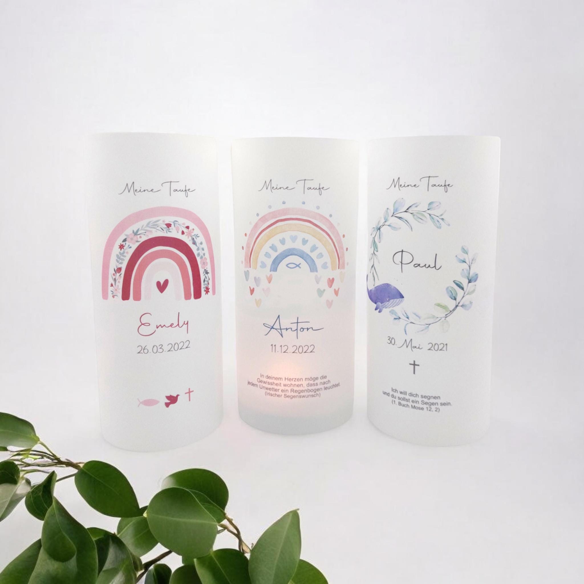 Set 2x Lichthülle, zur Taufe und Kommunion, Hochzeit (nur in Verbindung mit einer Kerzen Bestellung)