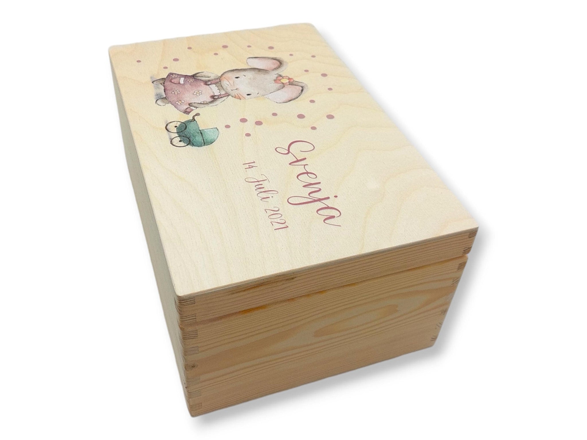 Erinnerungskiste Baby mit Namen "Süße Maus" Geburtsdatum, Erinnerungskiste Mädchen, Taufgeschenk, personalisiertes Geschenk,