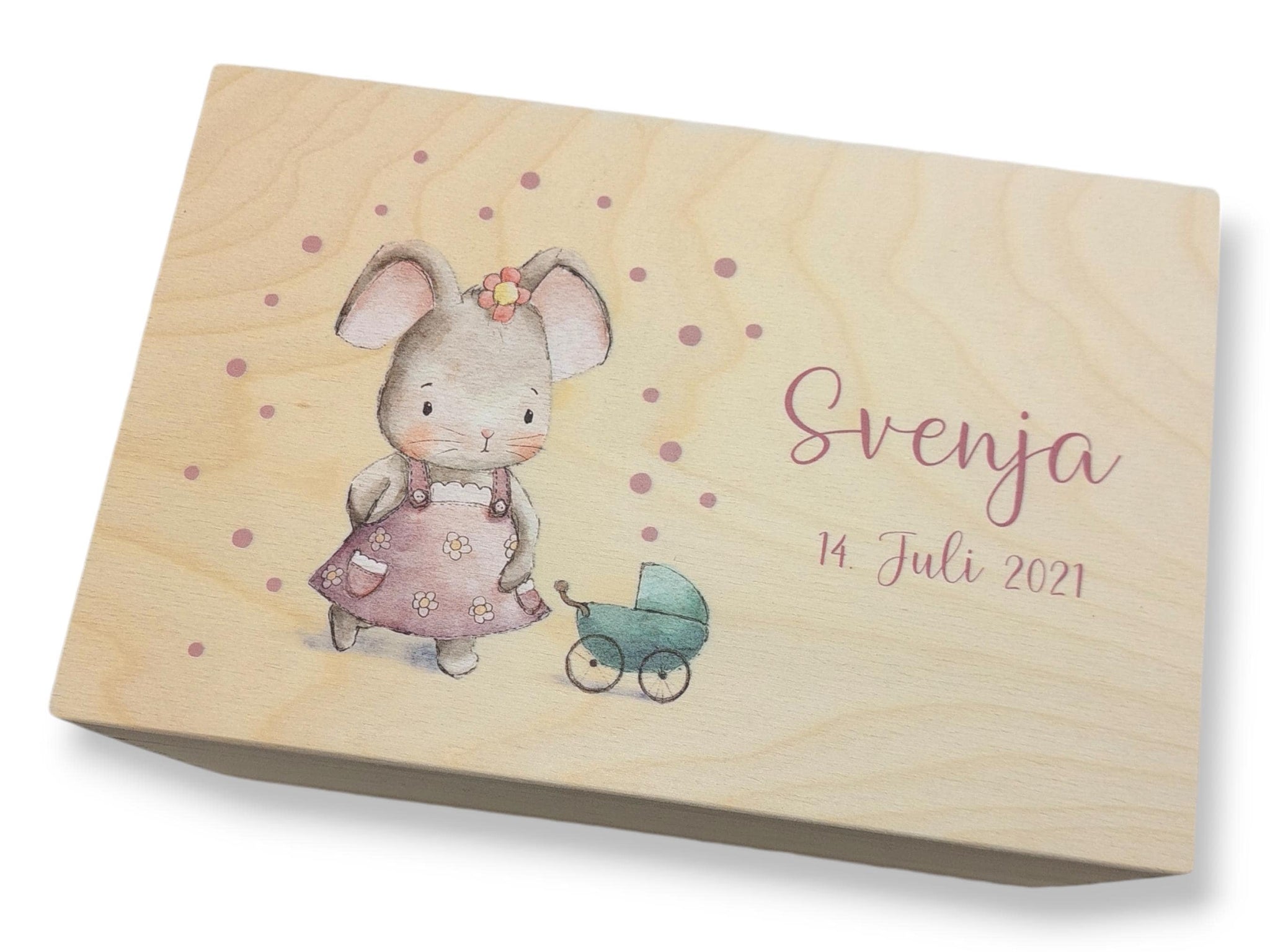 Erinnerungskiste Baby mit Namen "Süße Maus" Geburtsdatum, Erinnerungskiste Mädchen, Taufgeschenk, personalisiertes Geschenk,