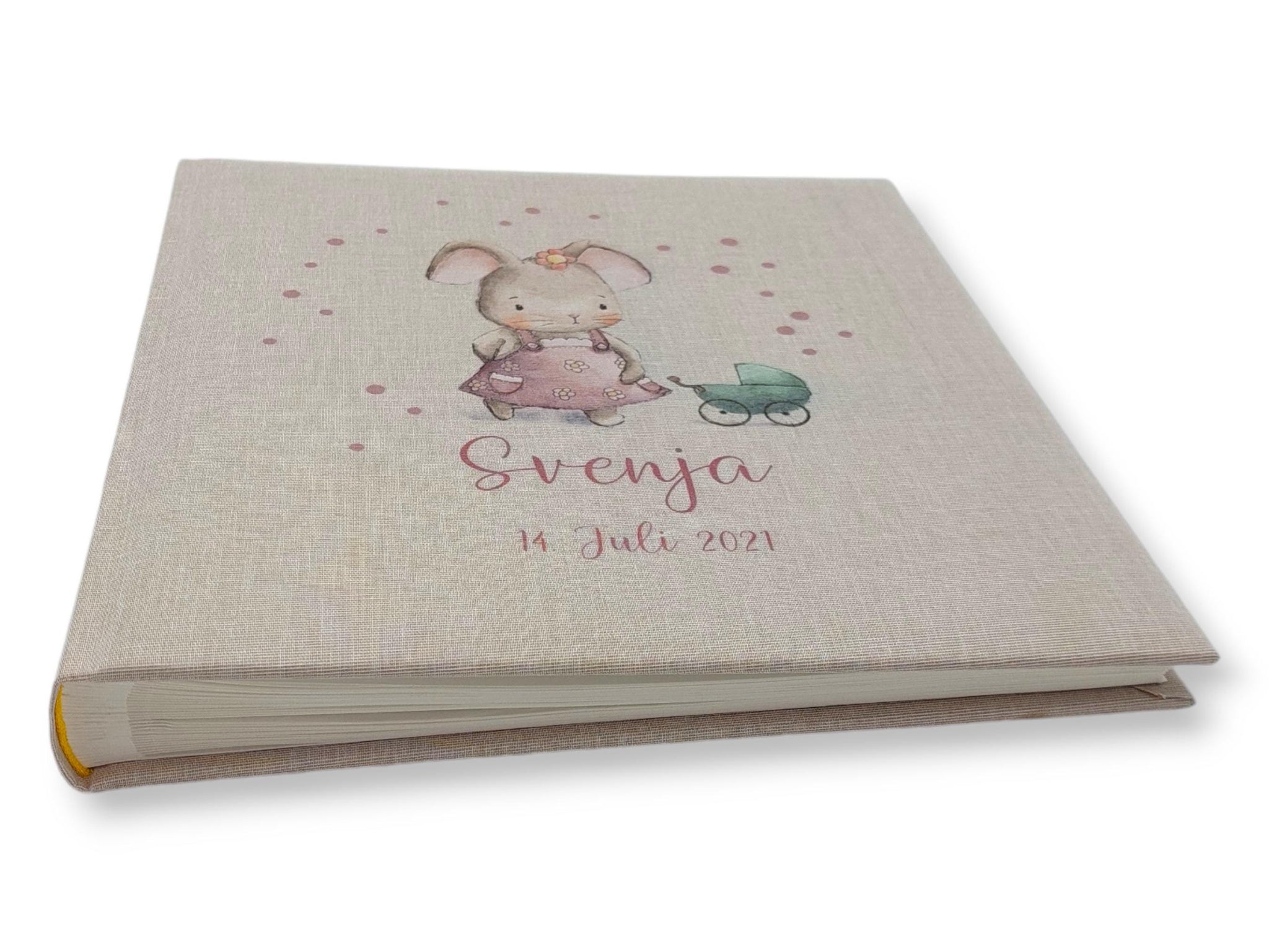 Fotoalbum personalisiert Baby, Kind "Süße Maus" Leinen, Erinnerungsalbum, Fotoalbum Geschenk zur Geburt, hochwertiges Fotoalbum,