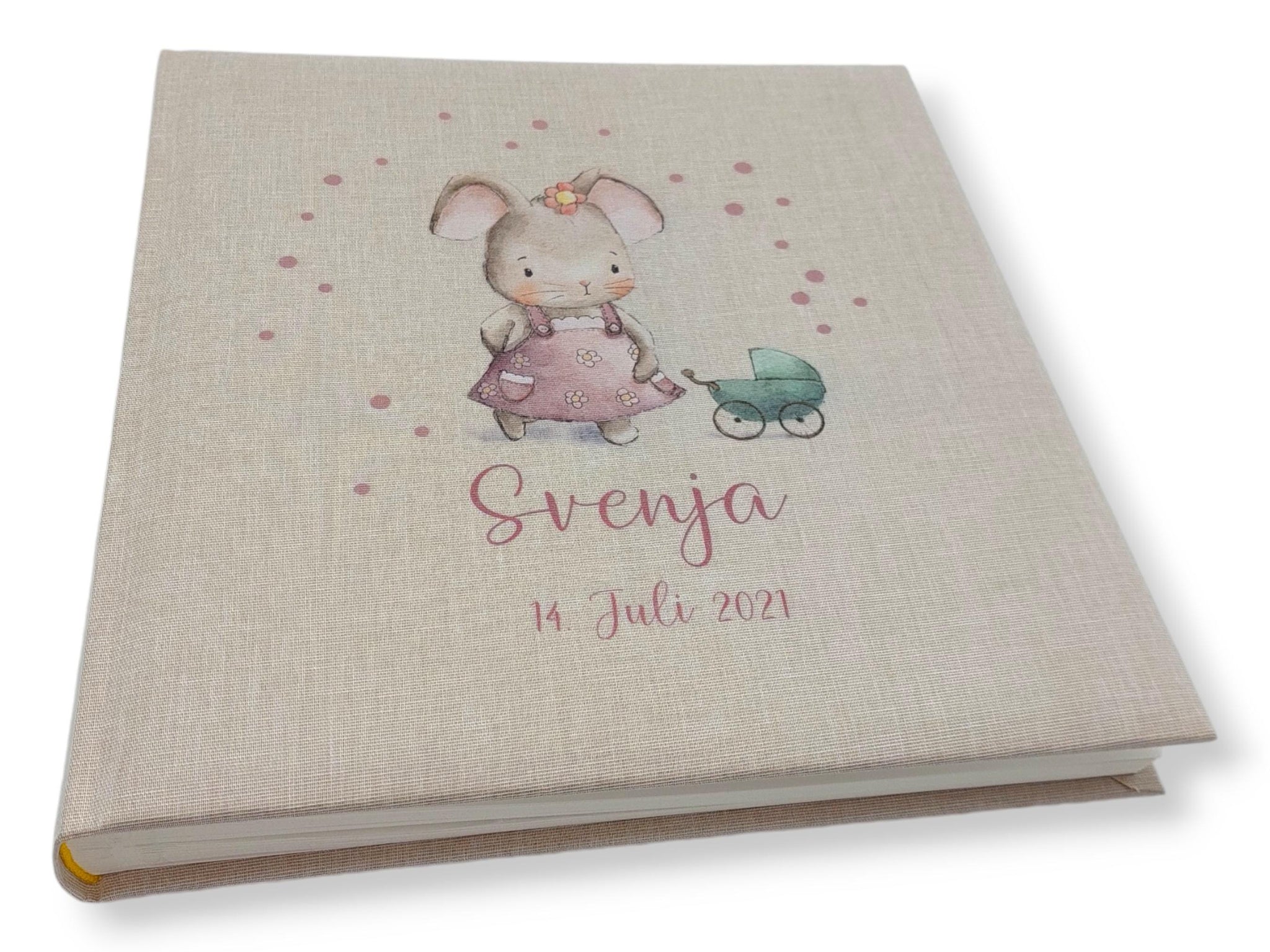Fotoalbum personalisiert Baby, Kind "Süße Maus" Leinen, Erinnerungsalbum, Fotoalbum Geschenk zur Geburt, hochwertiges Fotoalbum,