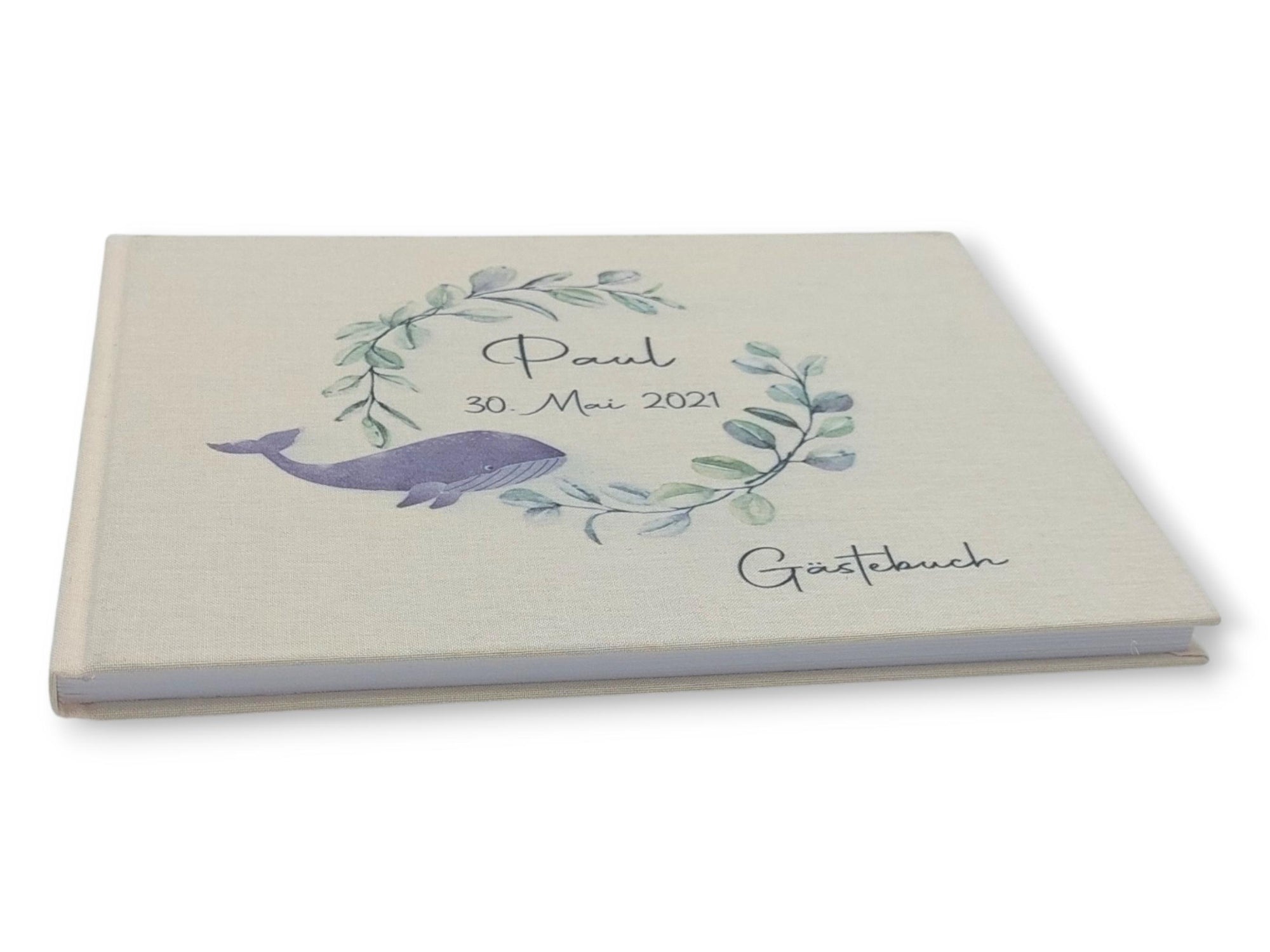 Gästebuch Taufe personalisiert "Wal", Taufgeschenk, Erinnerung Taufe
