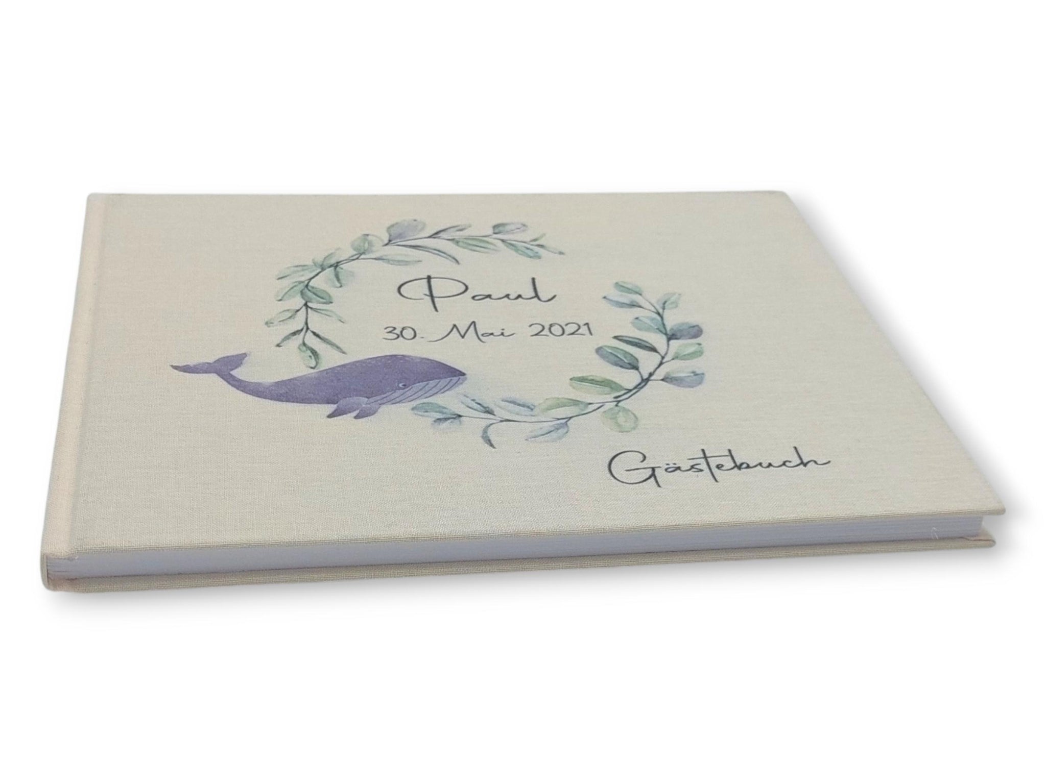Gästebuch Taufe personalisiert "Wal", Taufgeschenk, Erinnerung Taufe