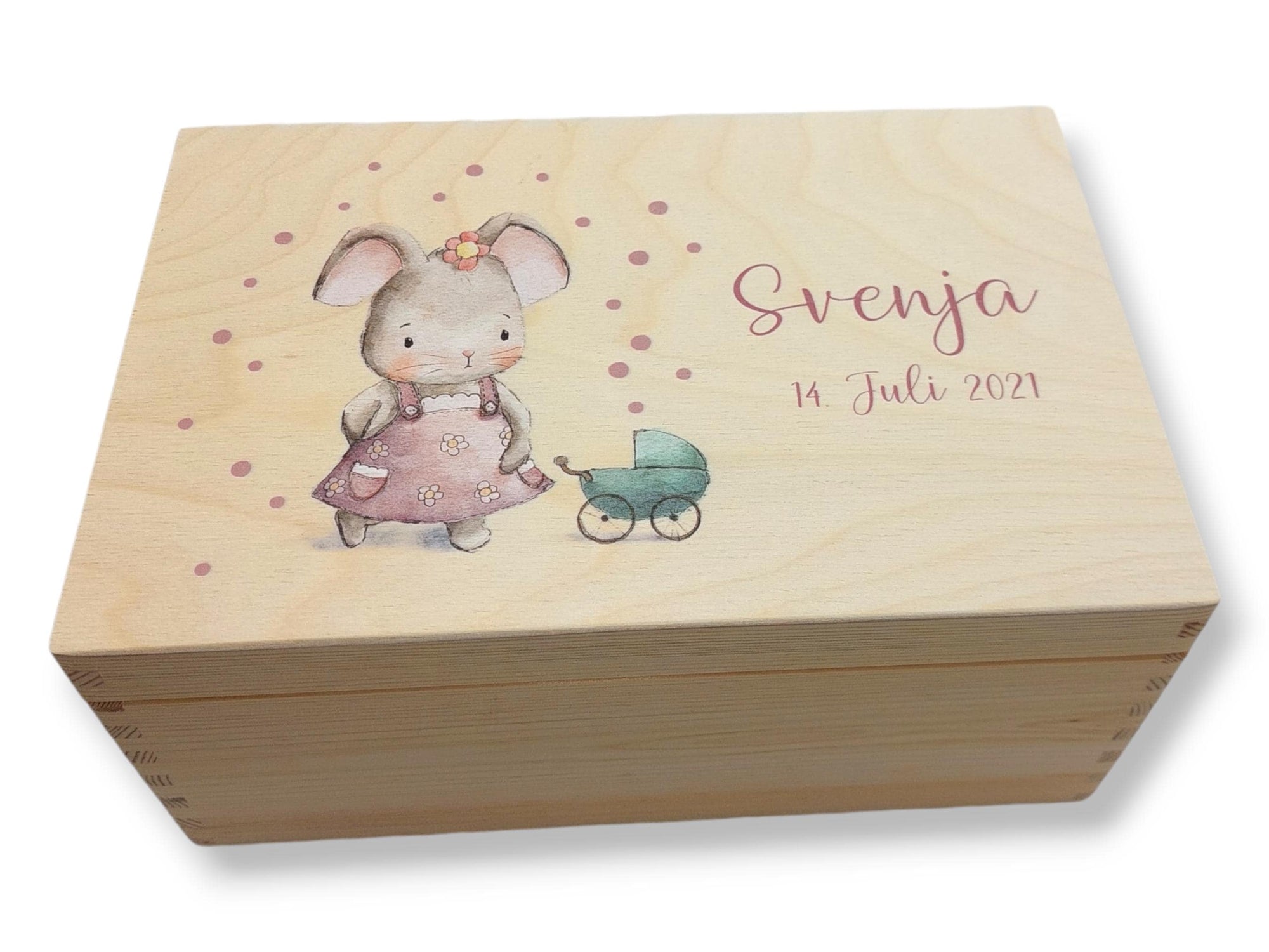 Erinnerungskiste Baby mit Namen "Süße Maus" Geburtsdatum, Erinnerungskiste Mädchen, Taufgeschenk, personalisiertes Geschenk,