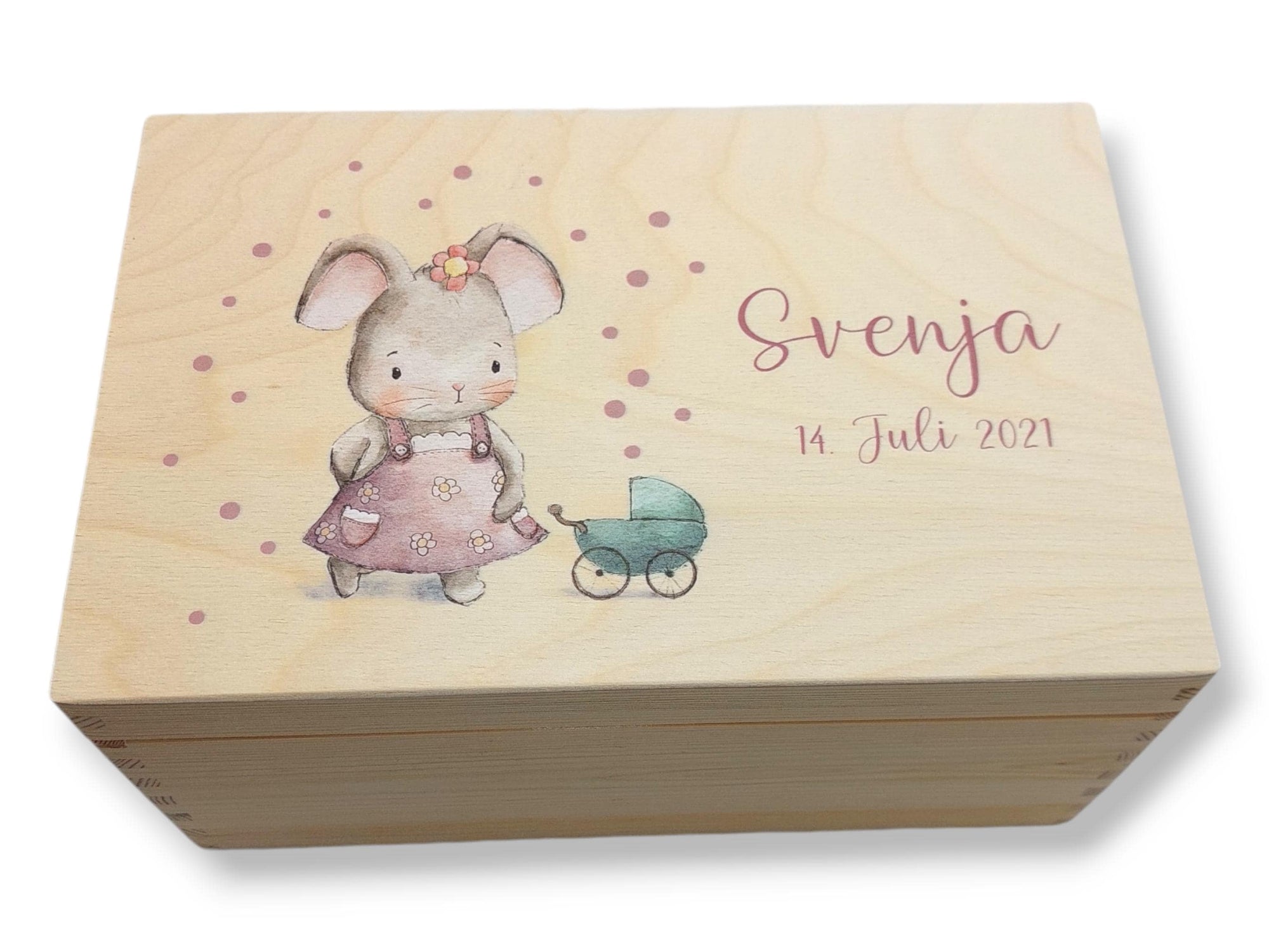 Erinnerungskiste Baby mit Namen "Süße Maus" Geburtsdatum, Erinnerungskiste Mädchen, Taufgeschenk, personalisiertes Geschenk,