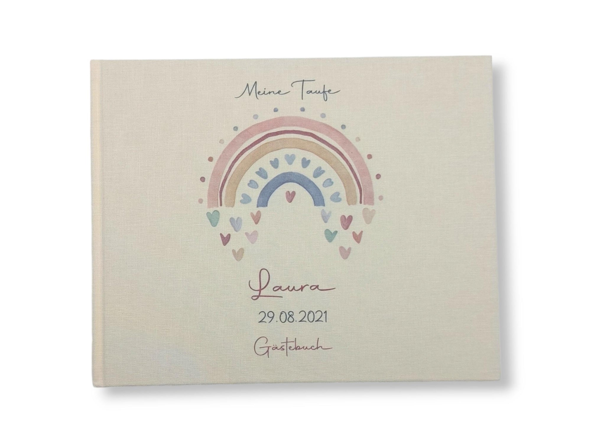 Gästebuch Taufe personalisiert "Regenbogen Herzen", Taufgeschenk, Erinnerung Taufe