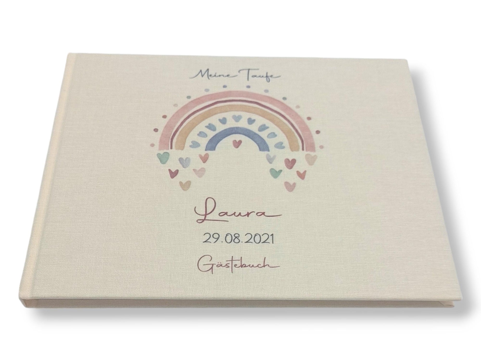 Gästebuch Taufe personalisiert "Regenbogen Herzen", Taufgeschenk, Erinnerung Taufe